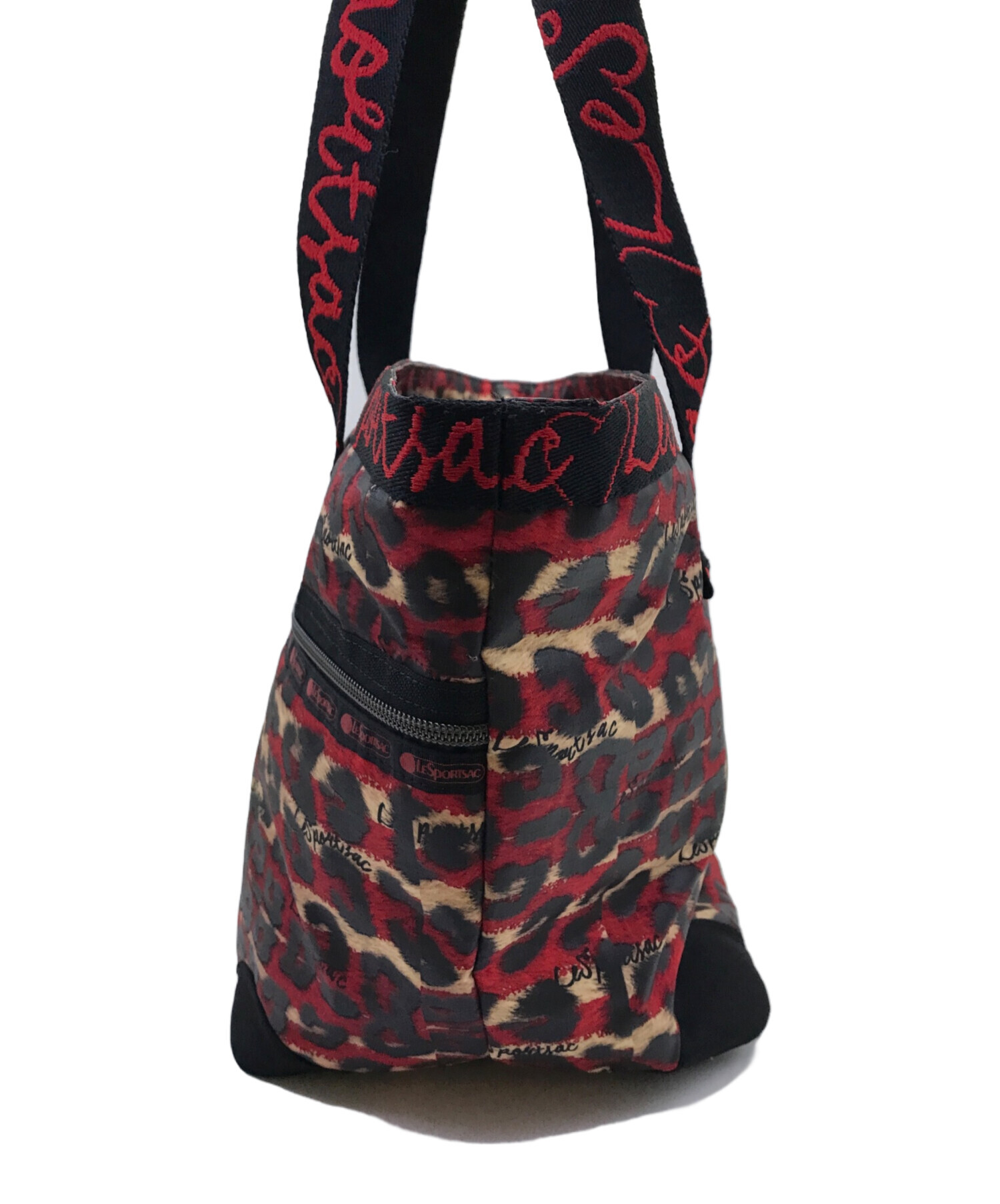 LeSportsac (レスポートサック) Alber Elbaz (アルベール エルバス)  ヒョウ柄トートバッグ/LeSportsac/レスポートサック/Alber Elbaz/アルベール エルバス レッド×ブラック