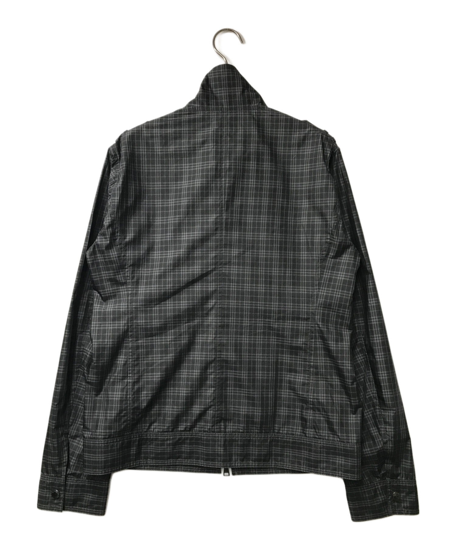 BURBERRY BLACK LABEL (バーバリーブラックレーベル) チェックブルゾン BURBERRY BLACK LABEL  バーバリーブラックレーベル ジップアップ BMP22-221-08 ブラック×グレー サイズ:L