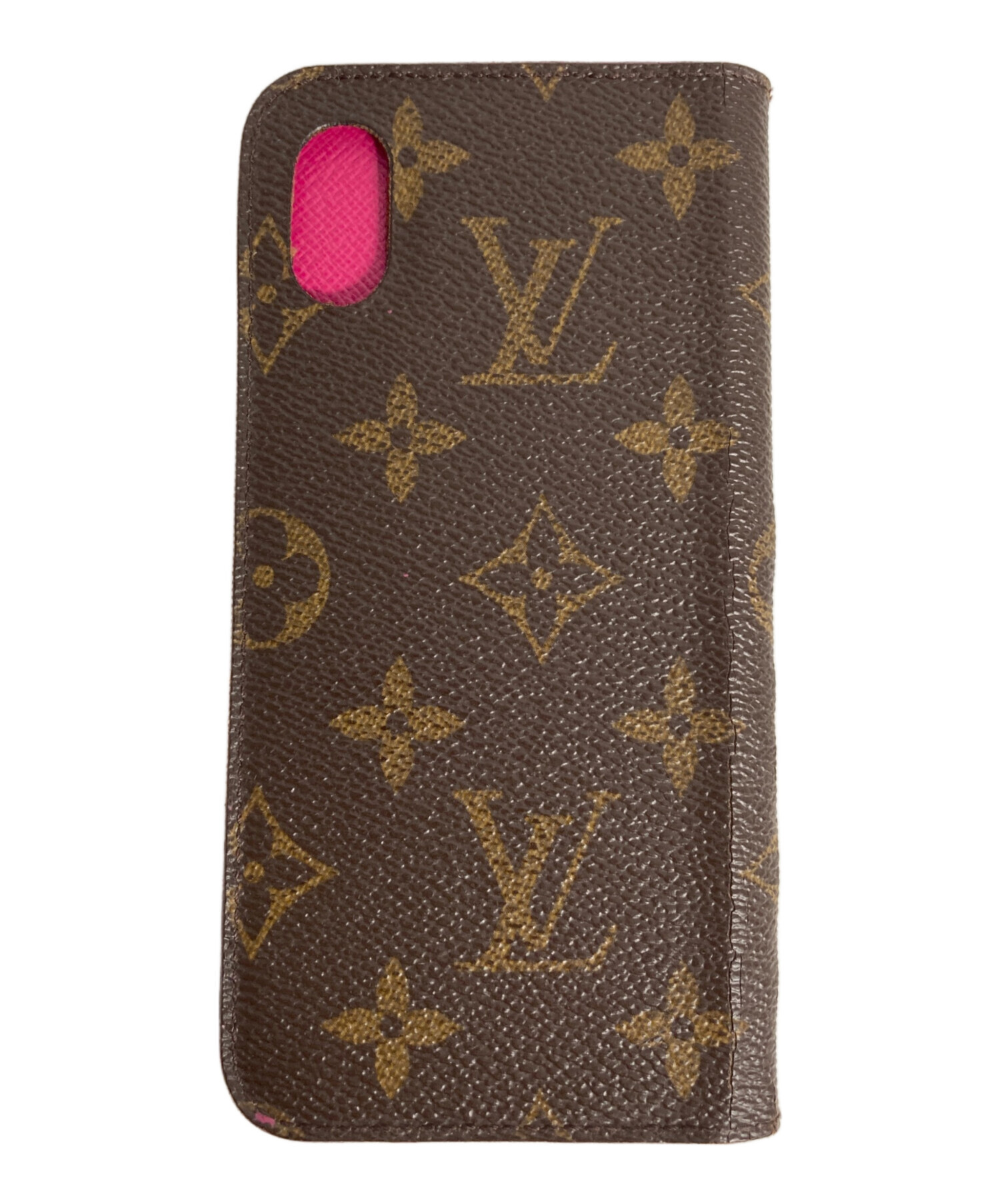 LOUIS VUITTON (ルイ ヴィトン) IPHONE X＆XS フォリオ モノグラム スマホケース/M63444/LOUIS  VUITTON/ルイ ヴィトン/Made in Spain ブラウン×ピンク