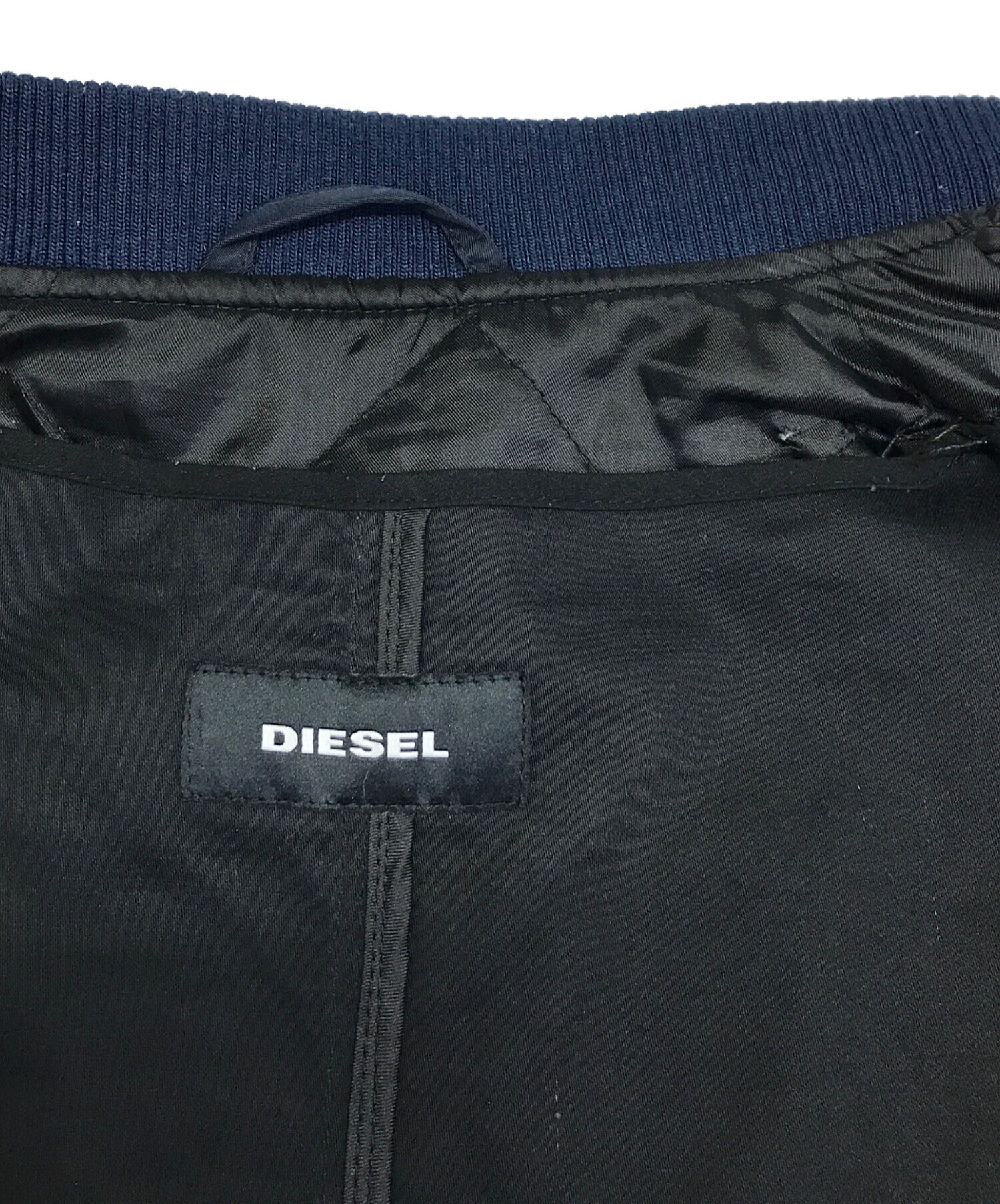 DIESEL (ディーゼル) ドッキングミリタリーコート DIESEL ディーゼル MA-1 再構築 フィッシュテール ネイビー×ブラック  サイズ:SIZE M