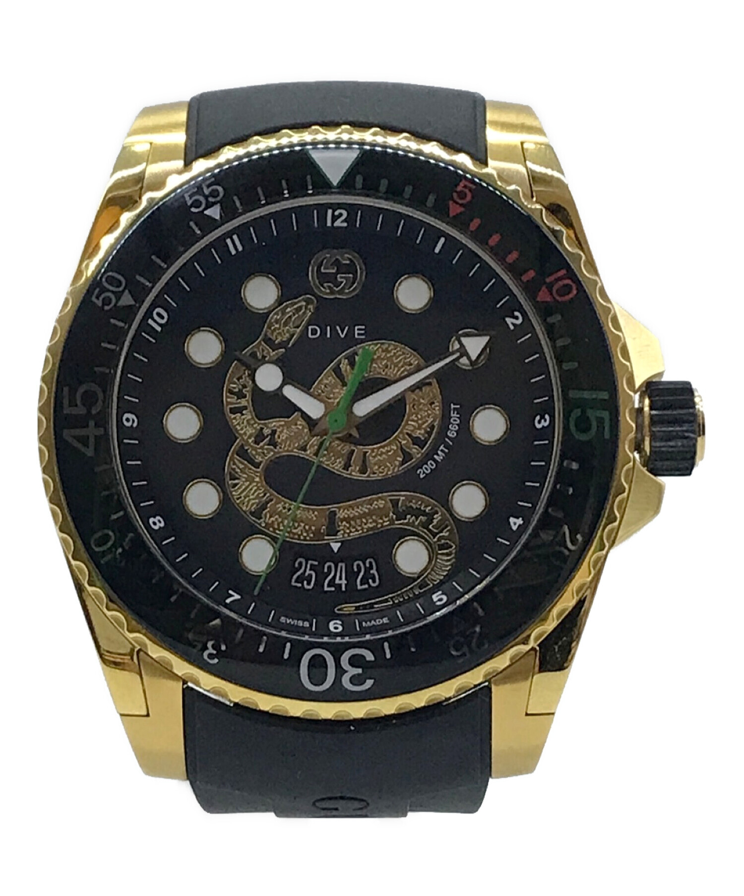 中古・古着通販】GUCCI (グッチ) Dive/ダイブ/YA136219/ラバーバンド/スネーク/GGロゴ/ステンレススチール/ダイヤル/カレンダー  ブラック｜ブランド・古着通販 トレファク公式【TREFAC FASHION】スマホサイト