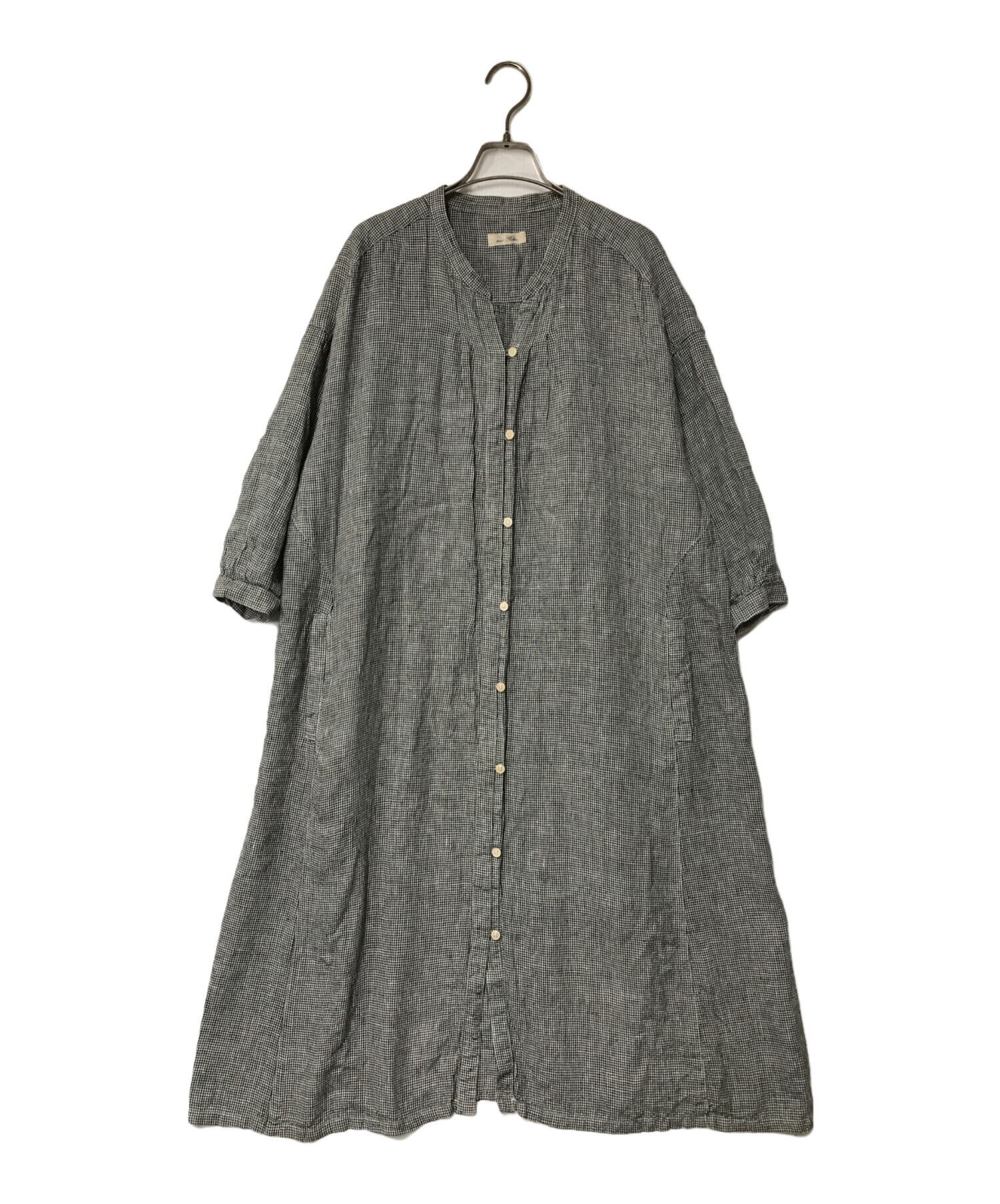 中古・古着通販】nest Robe (ネストローブ) リネンギンガムチェックワンピース nest Robe ネストローブ 01141-2054  ブラック×ホワイト サイズ:-｜ブランド・古着通販 トレファク公式【TREFAC FASHION】スマホサイト