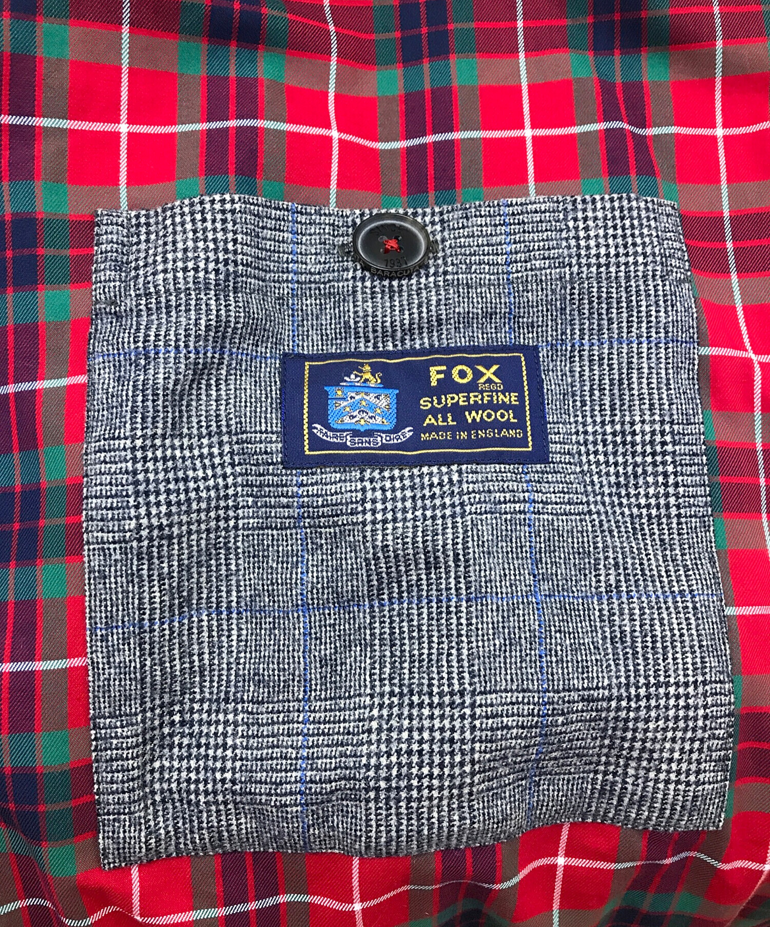 BARACUTA FOX BROTHERS G9グレンチェックスイングトップ/FOX BROTHERS/フォックスブラザーズ BARACUTA  バラクータ FOX SUPERFINE ALL WOOL 1602049 グレー サイズ:40