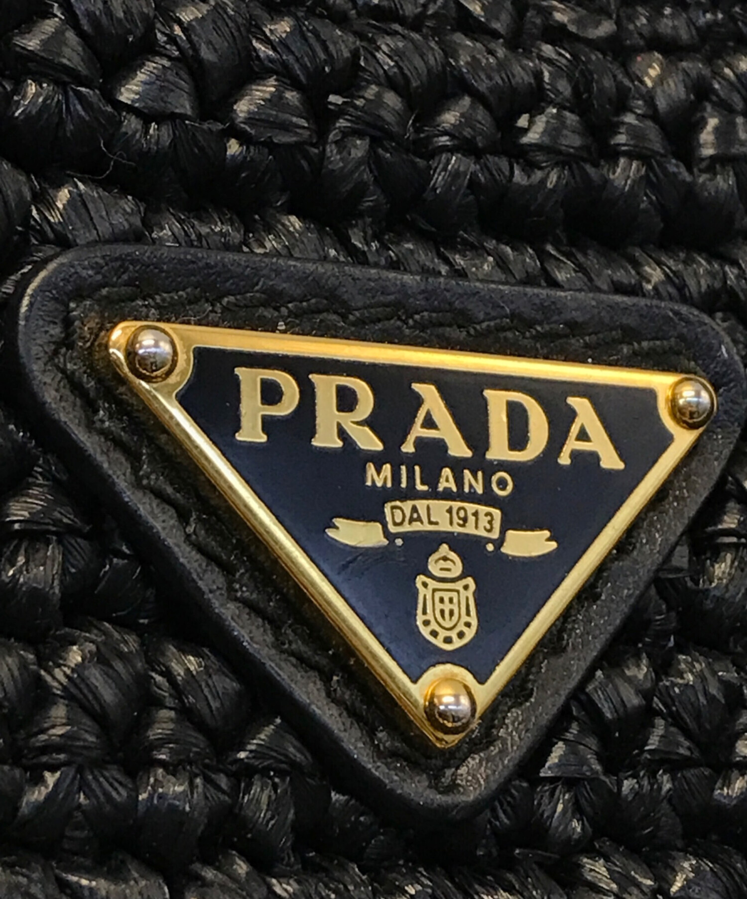 PRADA (プラダ) Re-Edition 2005 ラフィアチェーンショルダーバッグ ハンドバッグ PRADA プラダ 1BH204 ブラック  サイズ:下記参照