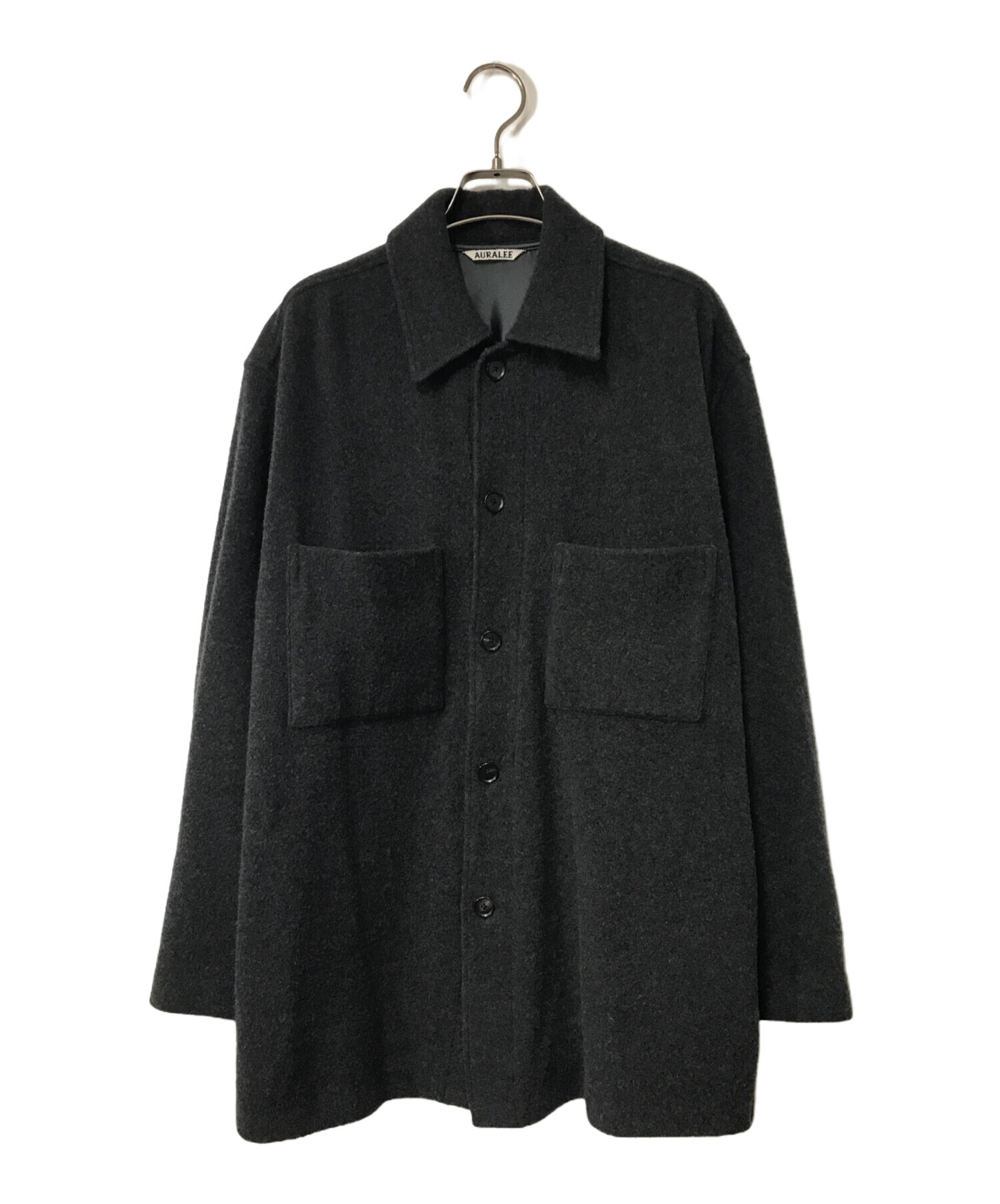 AURALEE (オーラリー) CASHMERE WOOL BRUSHED JERSEY BIG SHIRTS AURALEE オーラリー  A21AB01PT グレー ニットシャツブルゾン カシミヤ ウール グレー サイズ:4