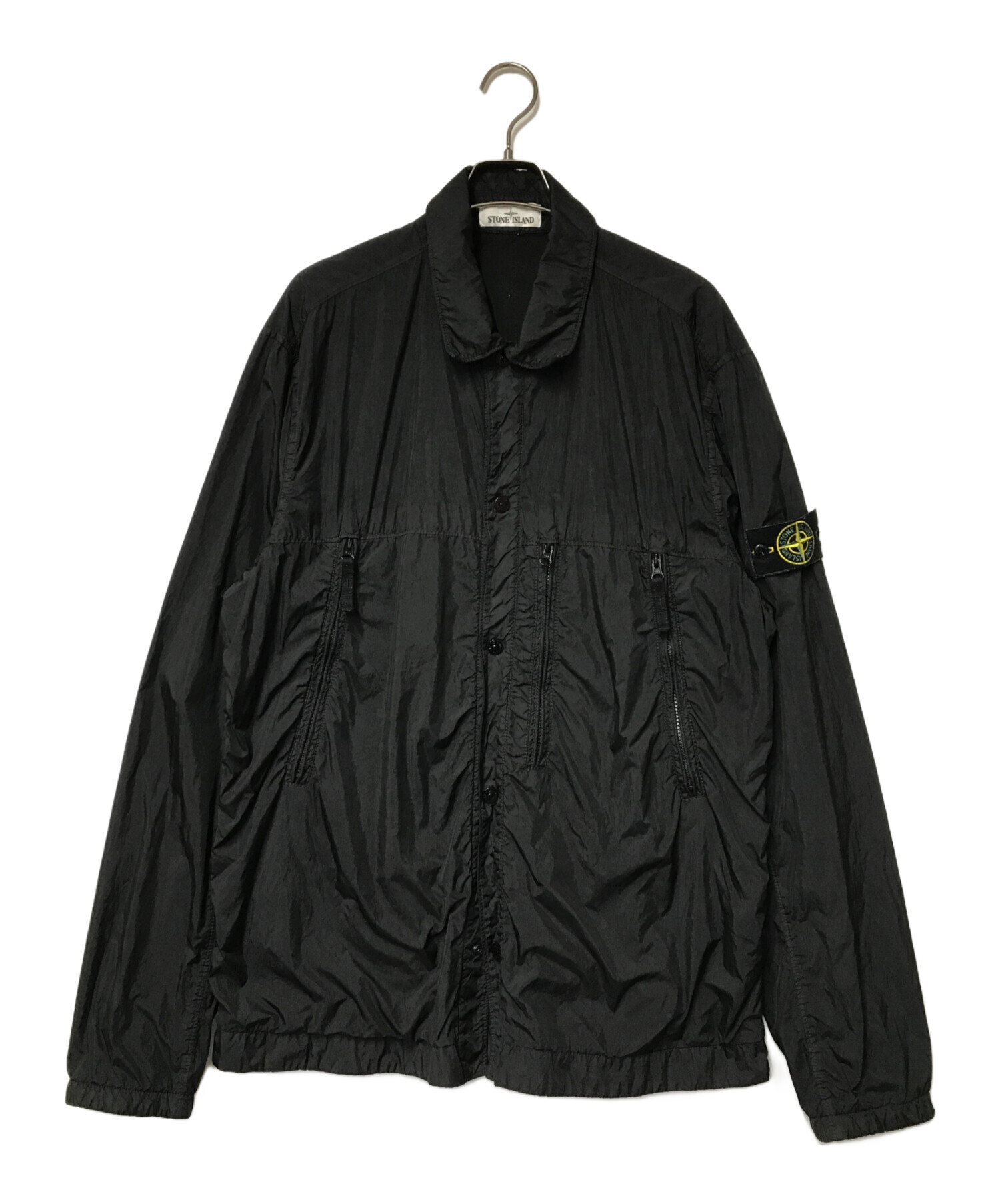 STONE ISLAND (ストーンアイランド) ロゴパッチナイロンメタルシャツジャケット STONE ISLAND ストーンアイランド  711510323 ブラック 19AW ブラック サイズ:XL