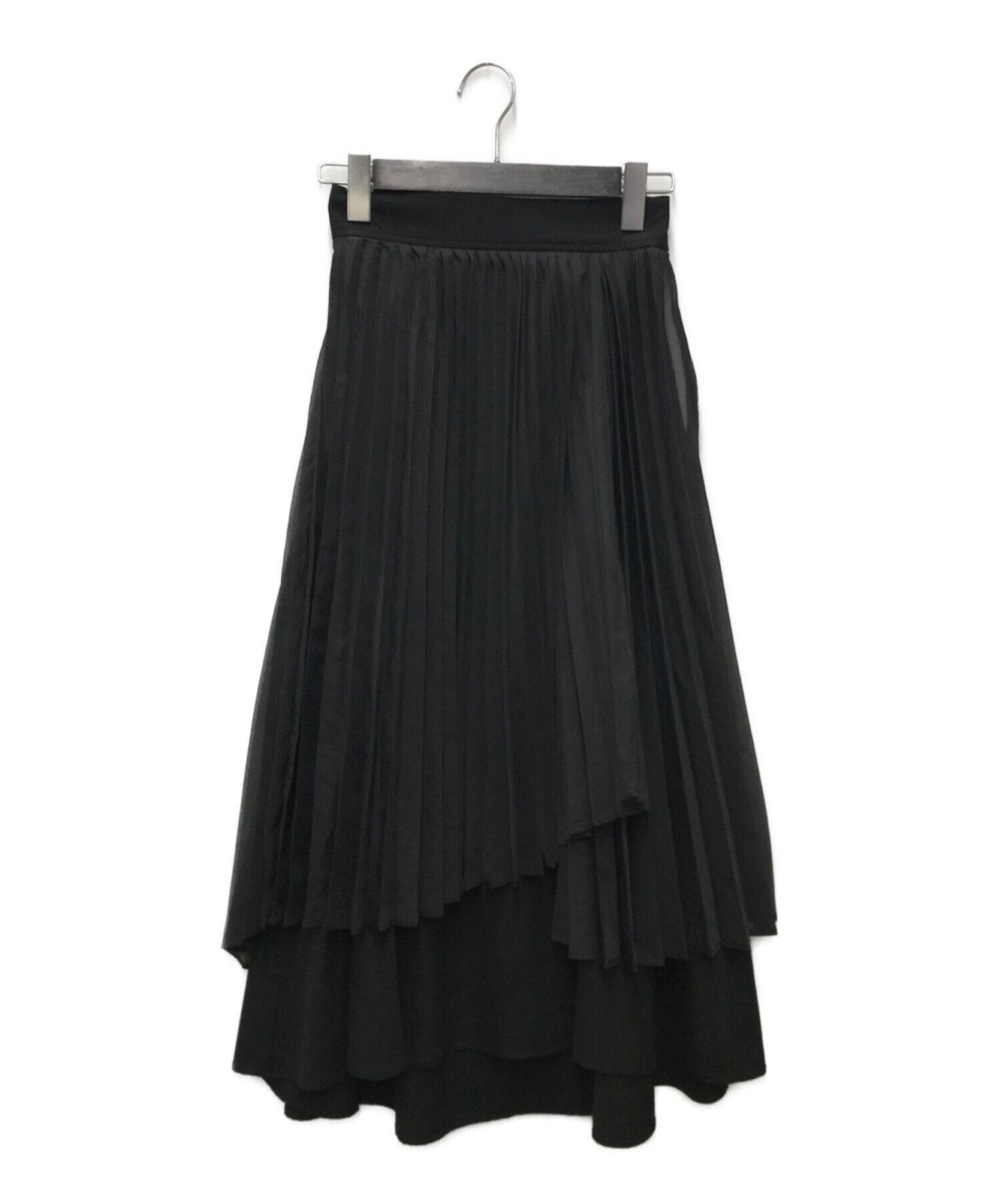 CADUNE (カデュネ) プリーツレイヤードスカート　デザインスカート ブラック サイズ:34