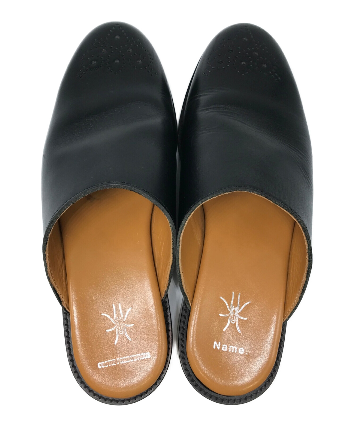 Name.×Tomo&Co×COOTIE PRODUCTIONS (ネーム×トモアンドシーオー×クーティープロダクションズ) LEATHER  SLIPPER レザースリッパ ブラック サイズ:27