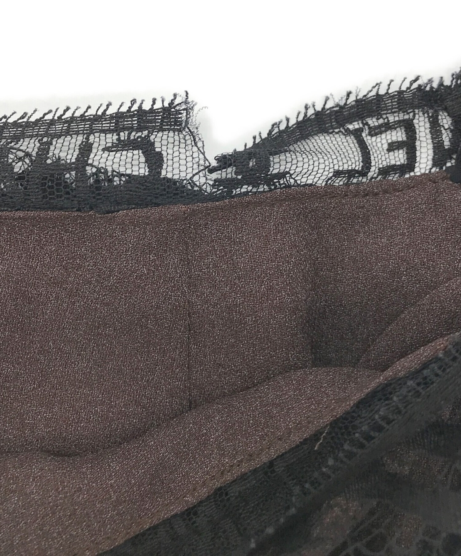 未使用◎正規 仏製 CHANEL シャネル P46380 レディース ラムレザーベルト付 裾レース シルク100％ ロングスカート 黒 34 ハンガー・タグ付