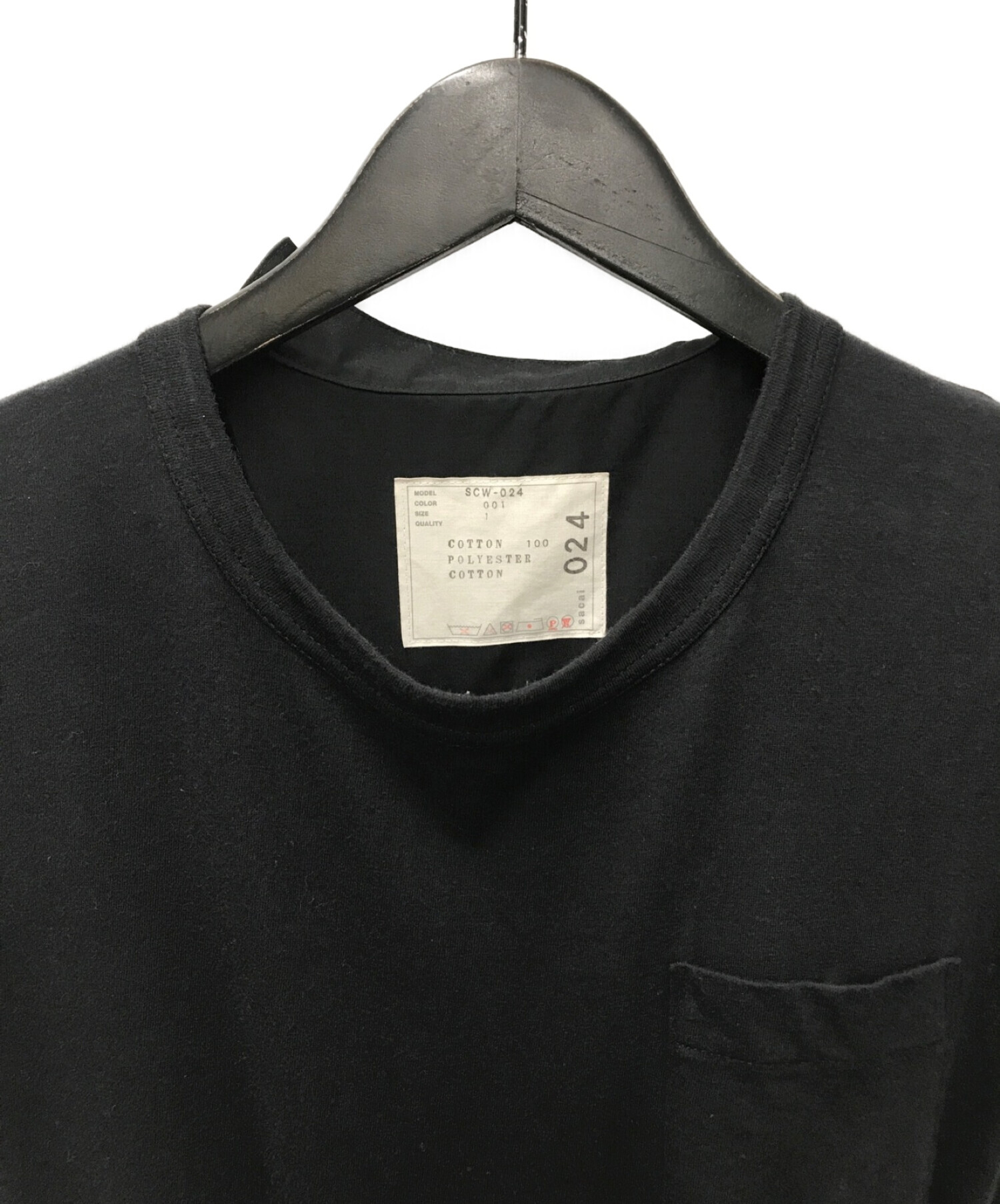 sacai (サカイ) バックプリーツTシャツ　半袖カットソー ブラック サイズ:SIZE 1