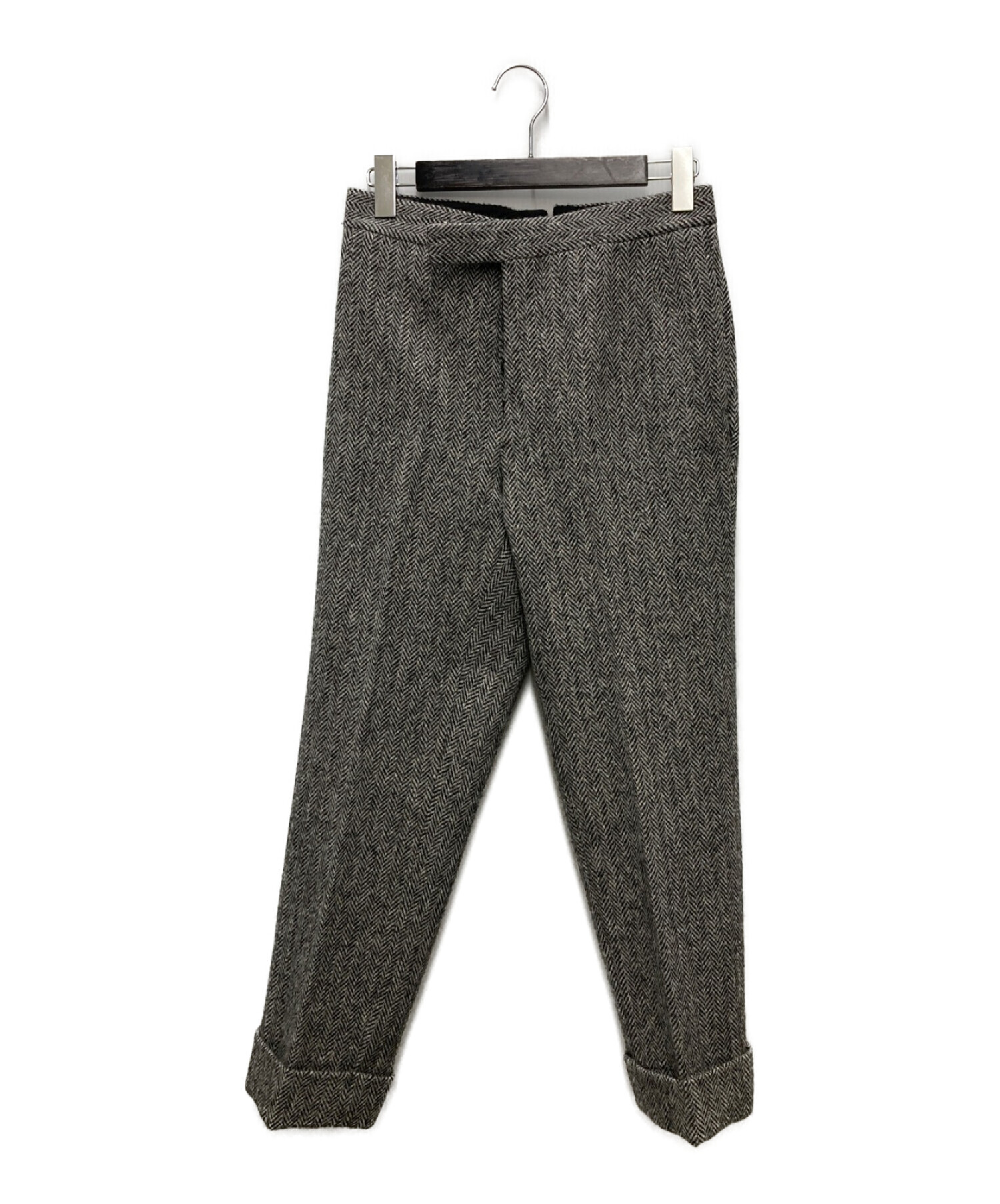 Thom Browne (トムブラウン) Harris Tweed Backstrap Wool  Pants/ハリスツイードバックストラップウールパンツ グレー サイズ:1