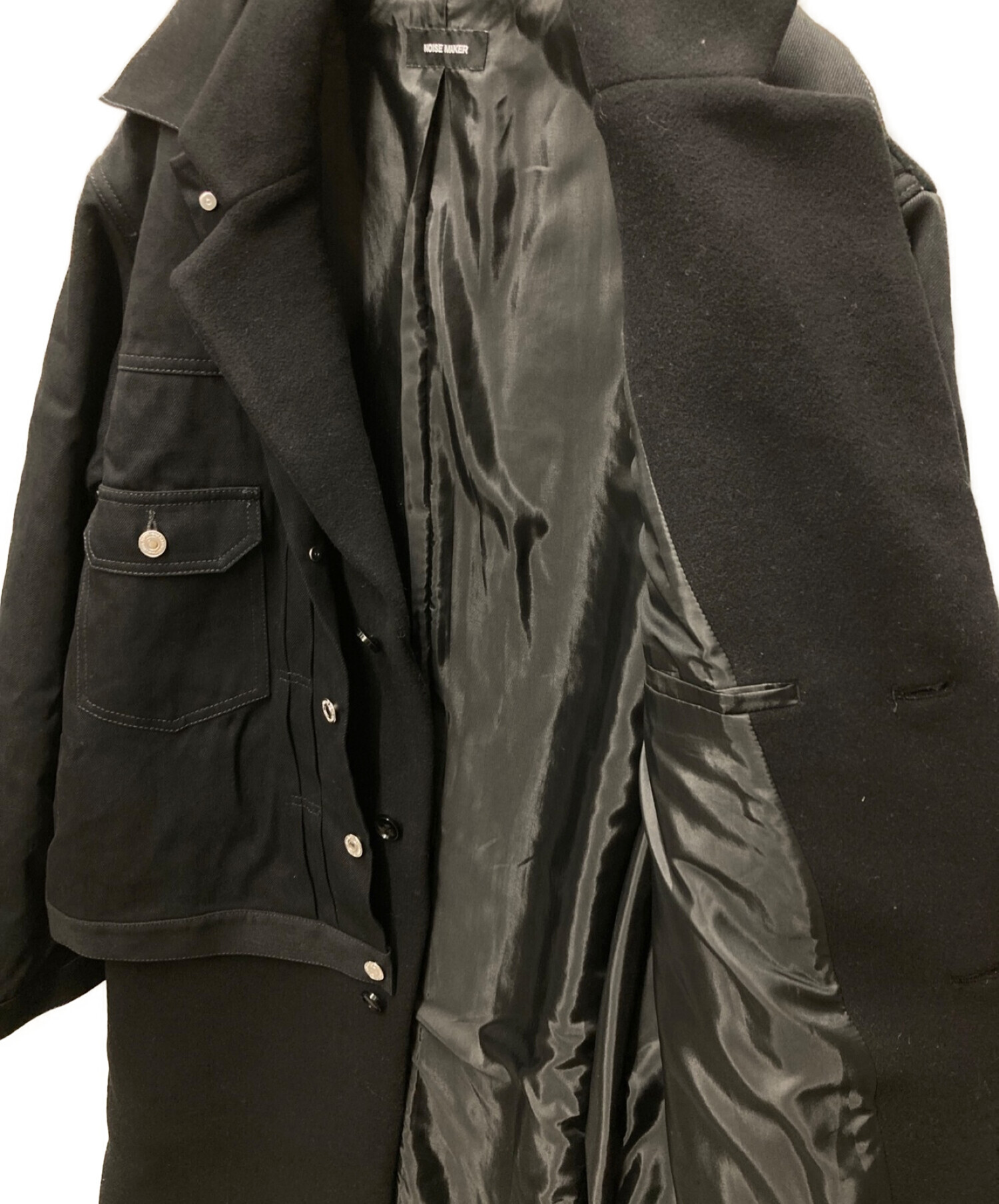 NOISE MAKER (ノイズメーカー) デニムジャケットドッキングチェスターコート ブラック サイズ:L 未使用品