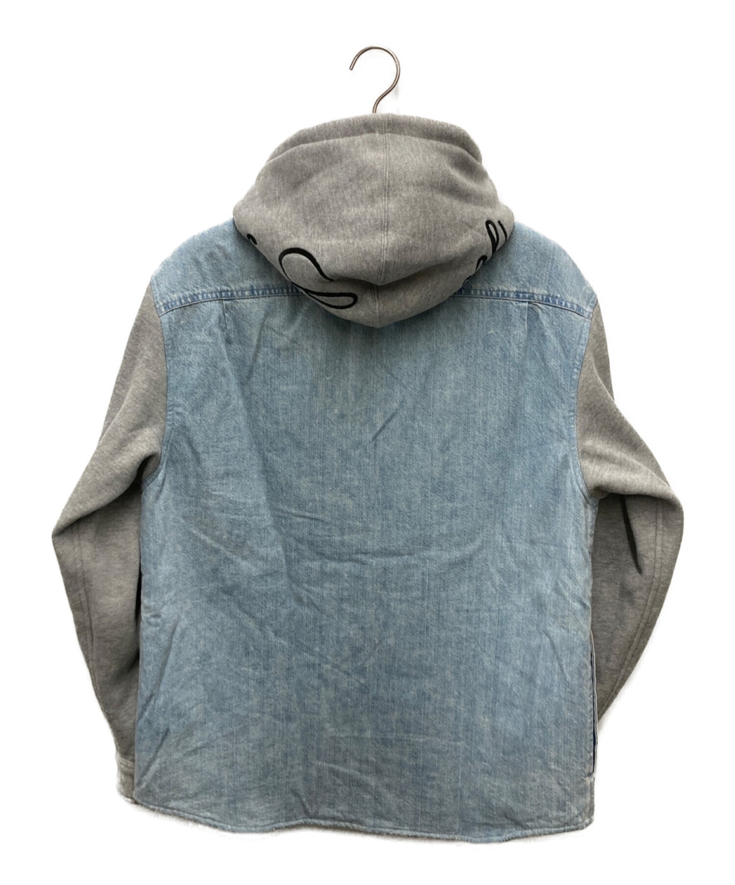 SUPREME (シュプリーム) Fleece Hooded Denim Shirt ブルー×グレー サイズ:M