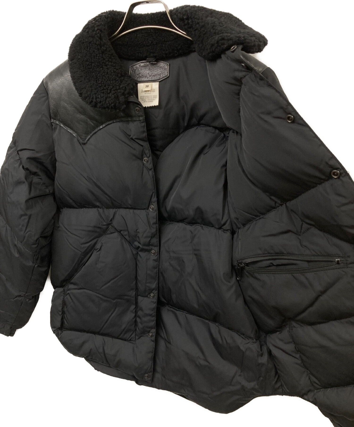 RockyMountainFeatherBed (ロッキーマウンテンフェザーベッド) RMFB HERITAGE CHRISTY JACKET  レザー切替ダウンジャケット ブラック サイズ:38