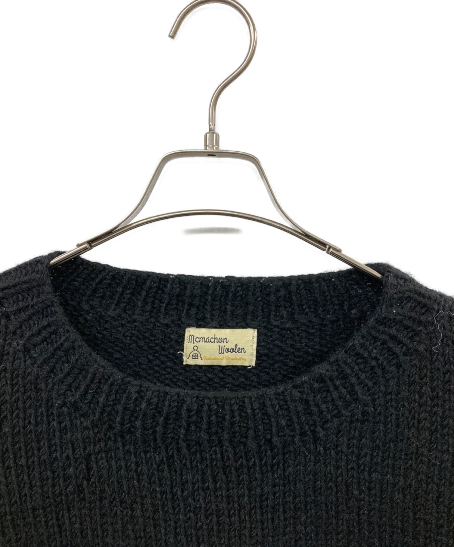 MACMAHON KNITTING MILLS (マクマホン ニッティングミルズ) LINE PEACE CREW NECK KNIT ブラック  サイズ:表記無し