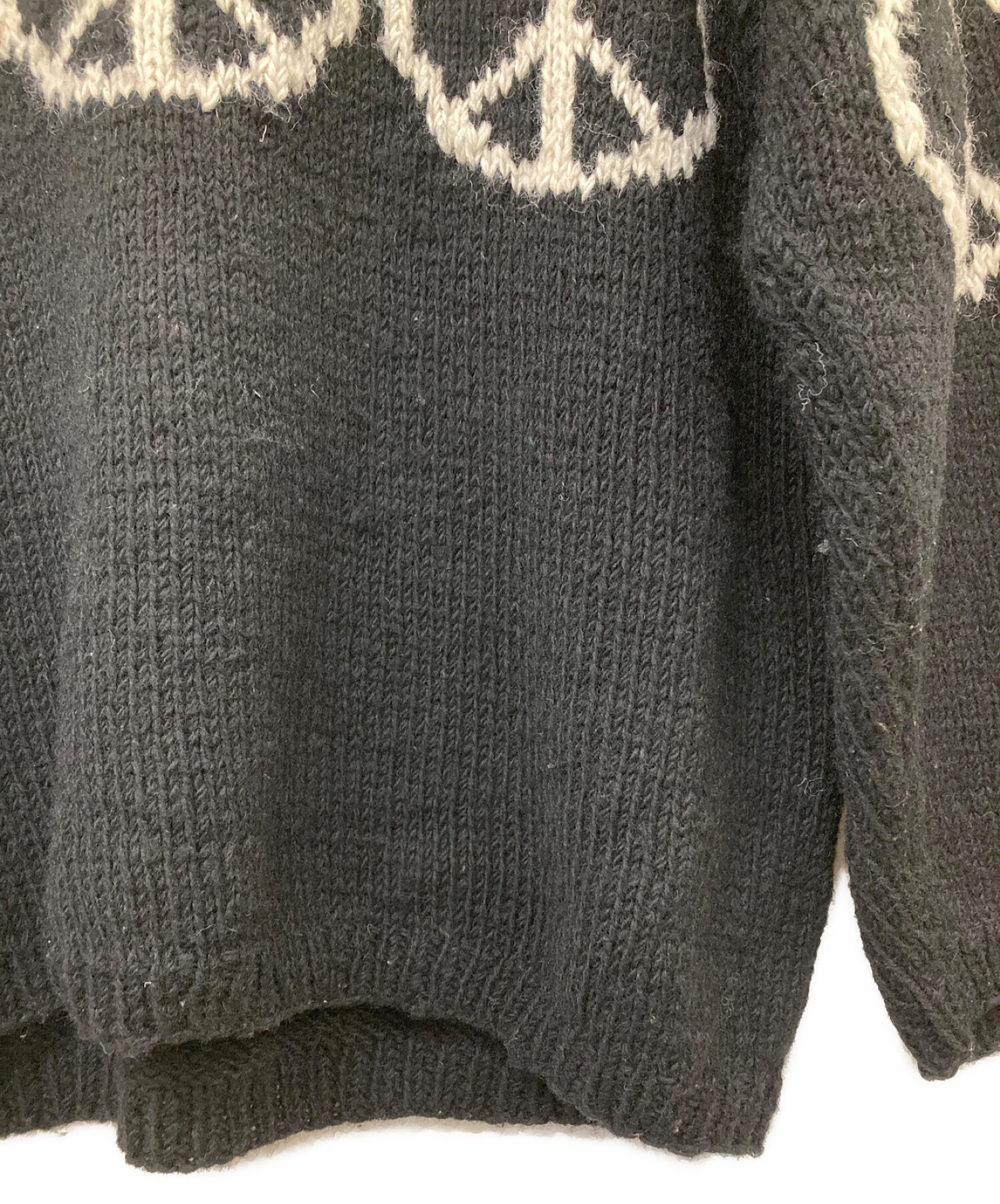 MACMAHON KNITTING MILLS (マクマホン ニッティングミルズ) LINE PEACE CREW NECK KNIT ブラック  サイズ:表記無し