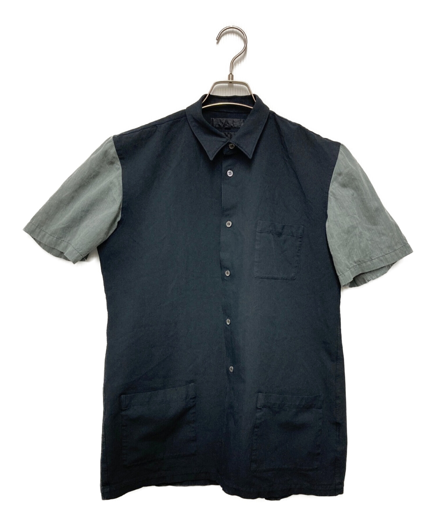 COMME des GARCONS SHIRT (コムデギャルソンシャツ) 切替ポリ縮絨シャツ ブラック サイズ:Ｍ