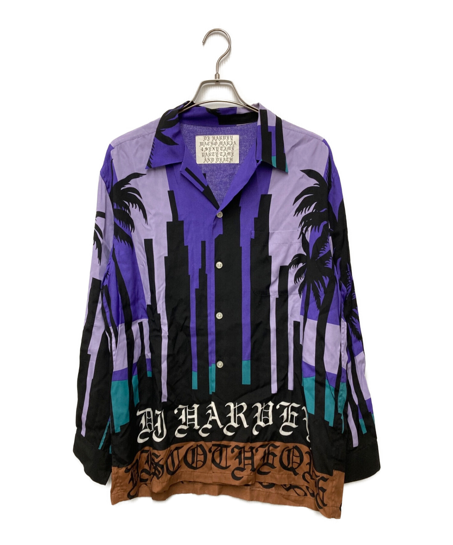 WACKO MARIA×DJ Harvey (ワコマリア×DJ ハーヴィー) L/S HAWAIIAN SHIRT　 ハワイアンレーヨンオープンカラーシャツ パープル サイズ:L