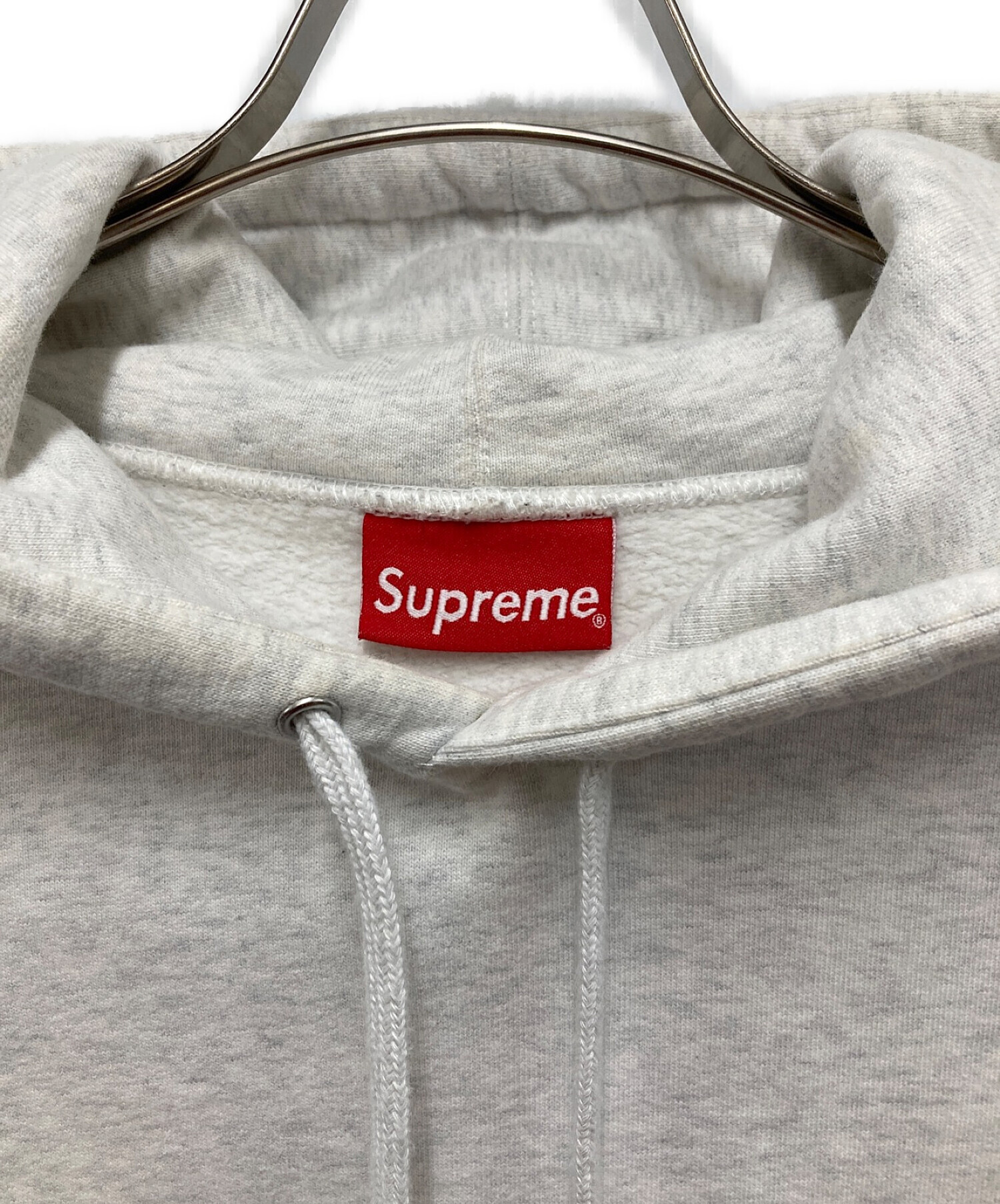 SUPREME (シュプリーム) Striped Rib Hooded Sweatshirt プルオーバーパーカー グレー サイズ:Ｌ