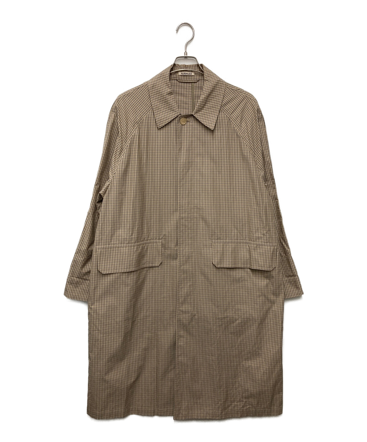 AURALEE (オーラリー) FINX WEATHER CLOTH CHECK COAT ブラウン サイズ:4