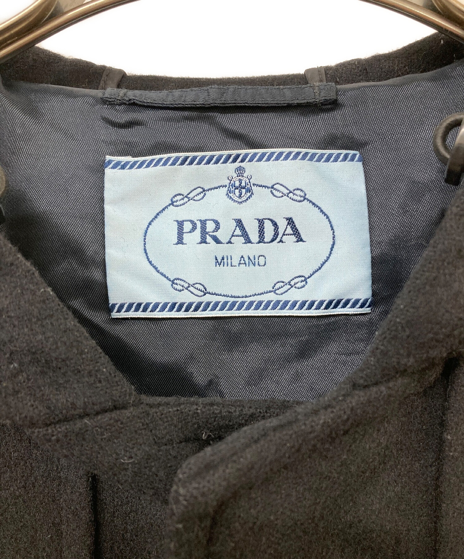 中古・古着通販】PRADA (プラダ) ウールフーデッドジャケット ブラック