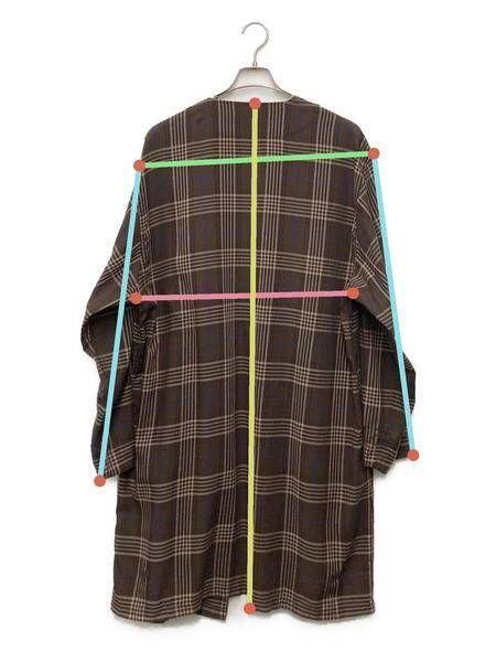 【中古・古着通販】SOPHNET. (ソフネット) 21AW SOLOTEX CHECK NO COLLAR GOWN SHIRT ブラウン  サイズ:XL｜ブランド・古着通販 トレファク公式【TREFAC FASHION】スマホサイト