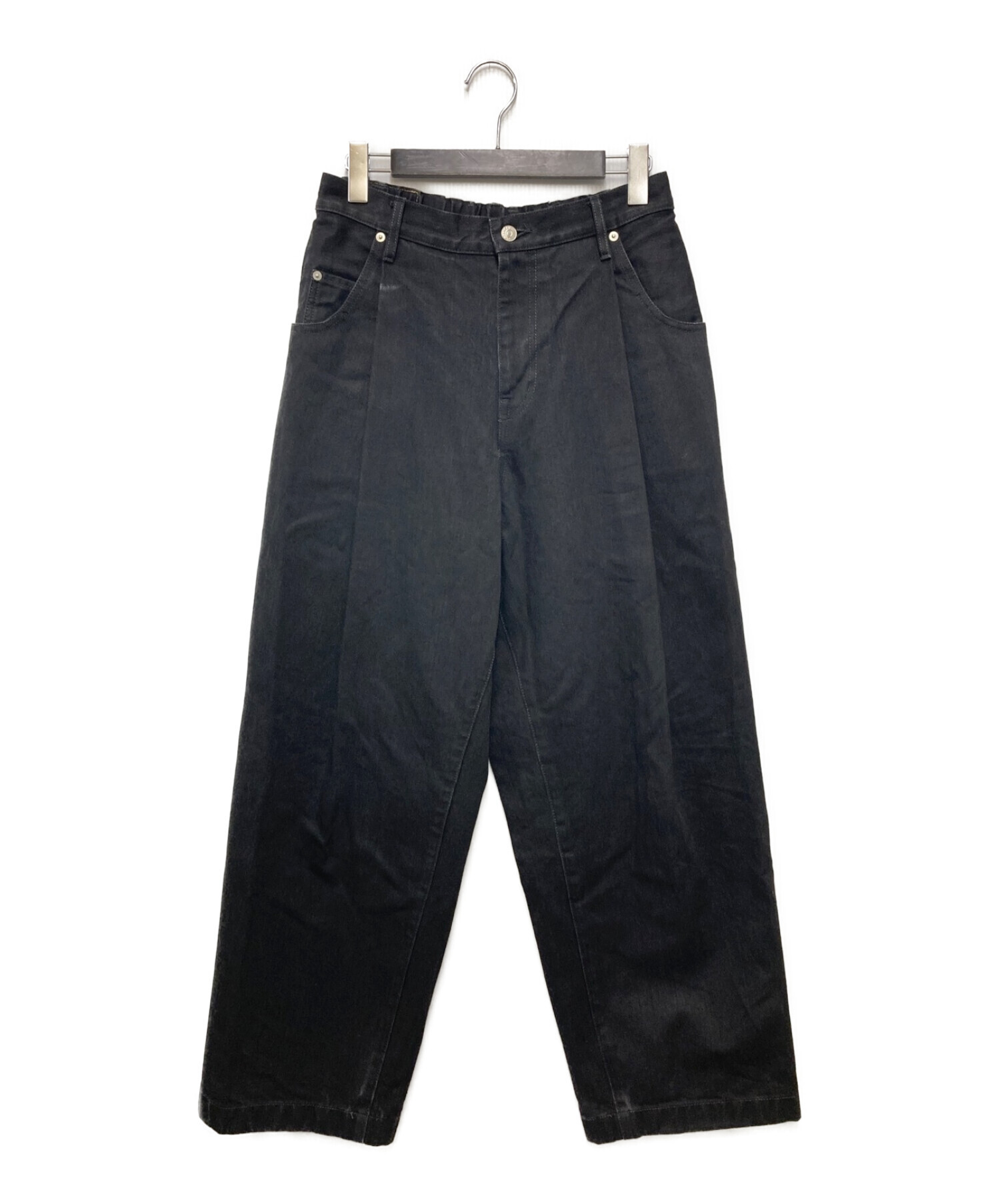 NEON SIGN (ネオンサイン) WIDE DENIM SLACKS ワイドデニムスラックス ブラック サイズ:46