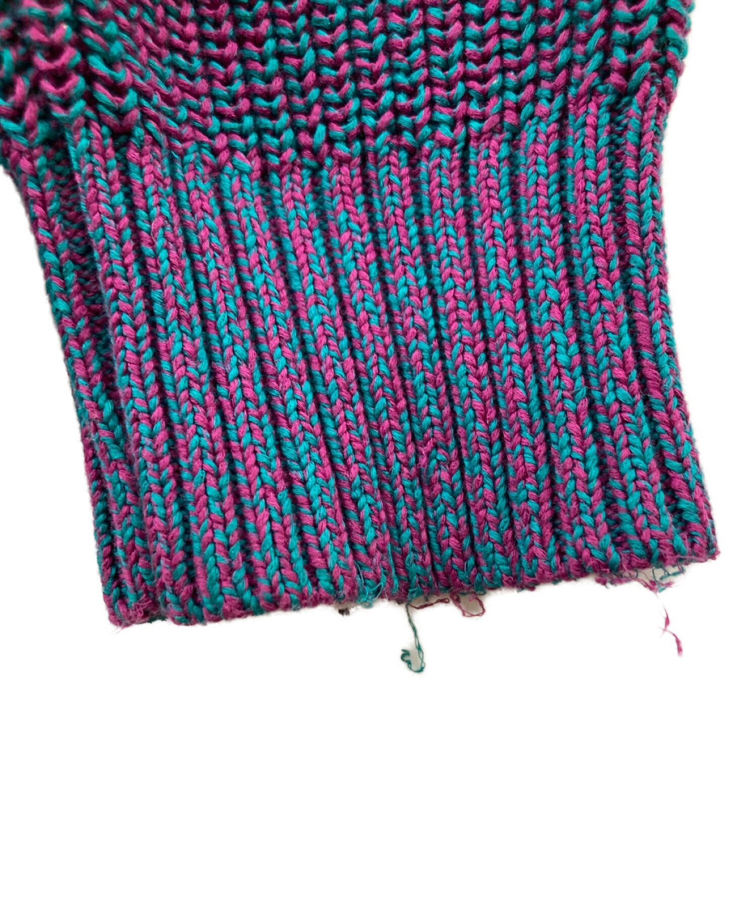 SUPREME (シュプリーム) 21AW Small Box Logo Melange Rib Knit Sweater  スモールボックスロゴメランジリブセーター レッド×グリーン サイズ:L