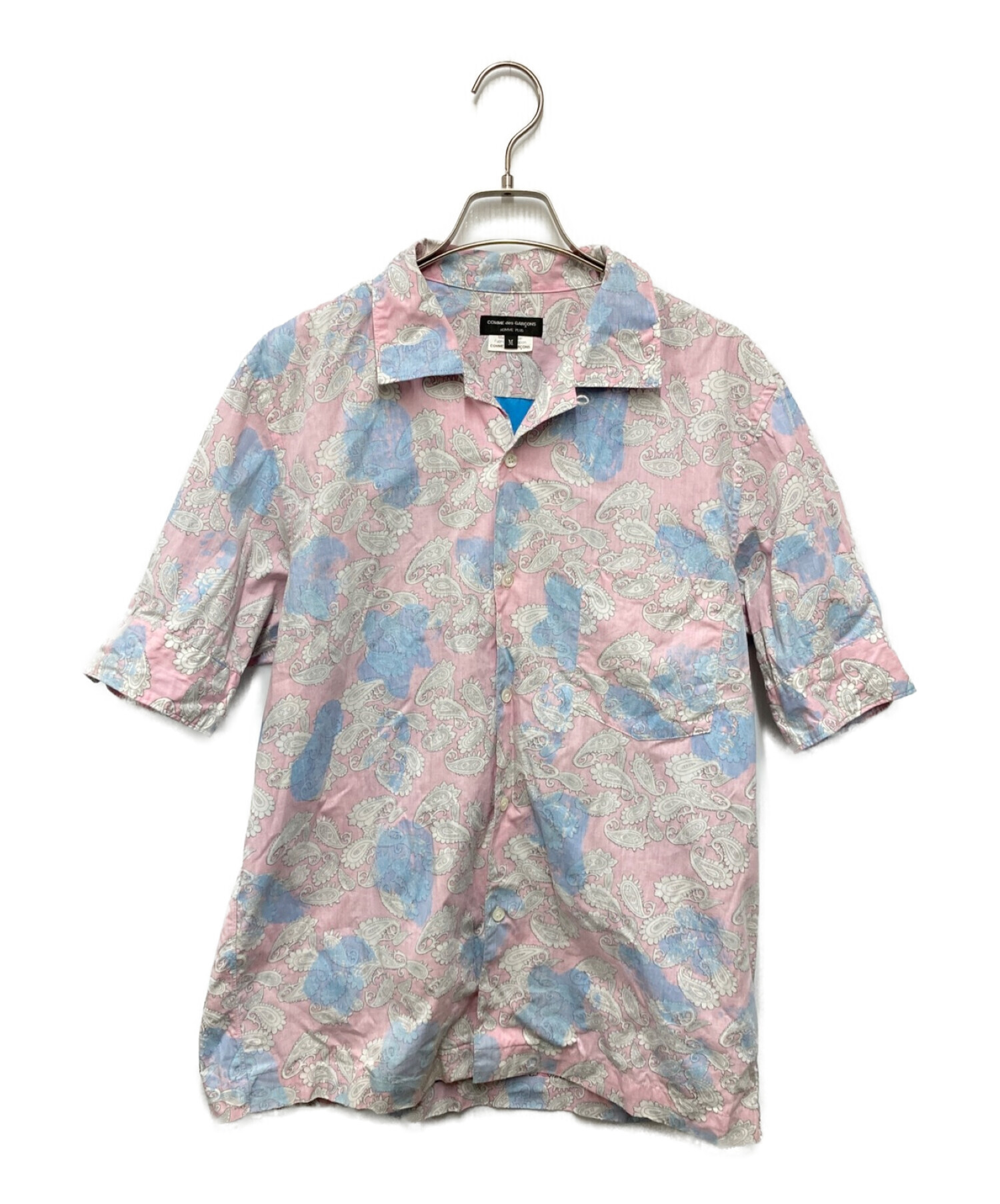 COMME des GARCONS HOMME PLUS (コムデギャルソンオムプリュス) インサイドアウトペイズリーシャツAD2007  ピンク×ブルー サイズ:M