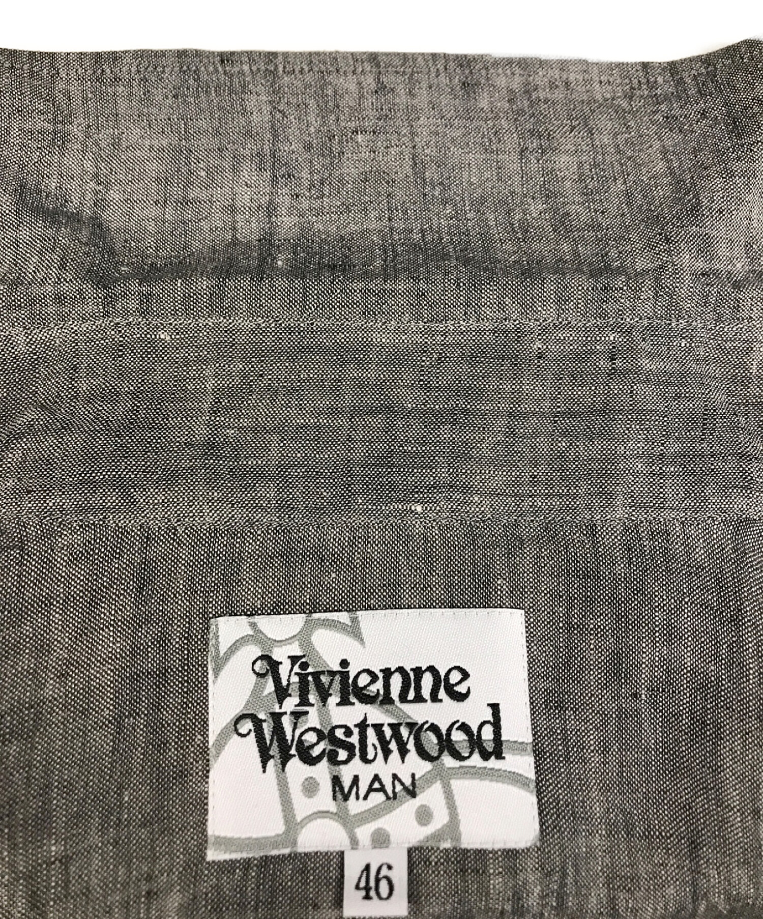 Vivienne Westwood man (ヴィヴィアン ウェストウッド マン) オーブ刺繍変形リネンロングシャツ グレー サイズ:46