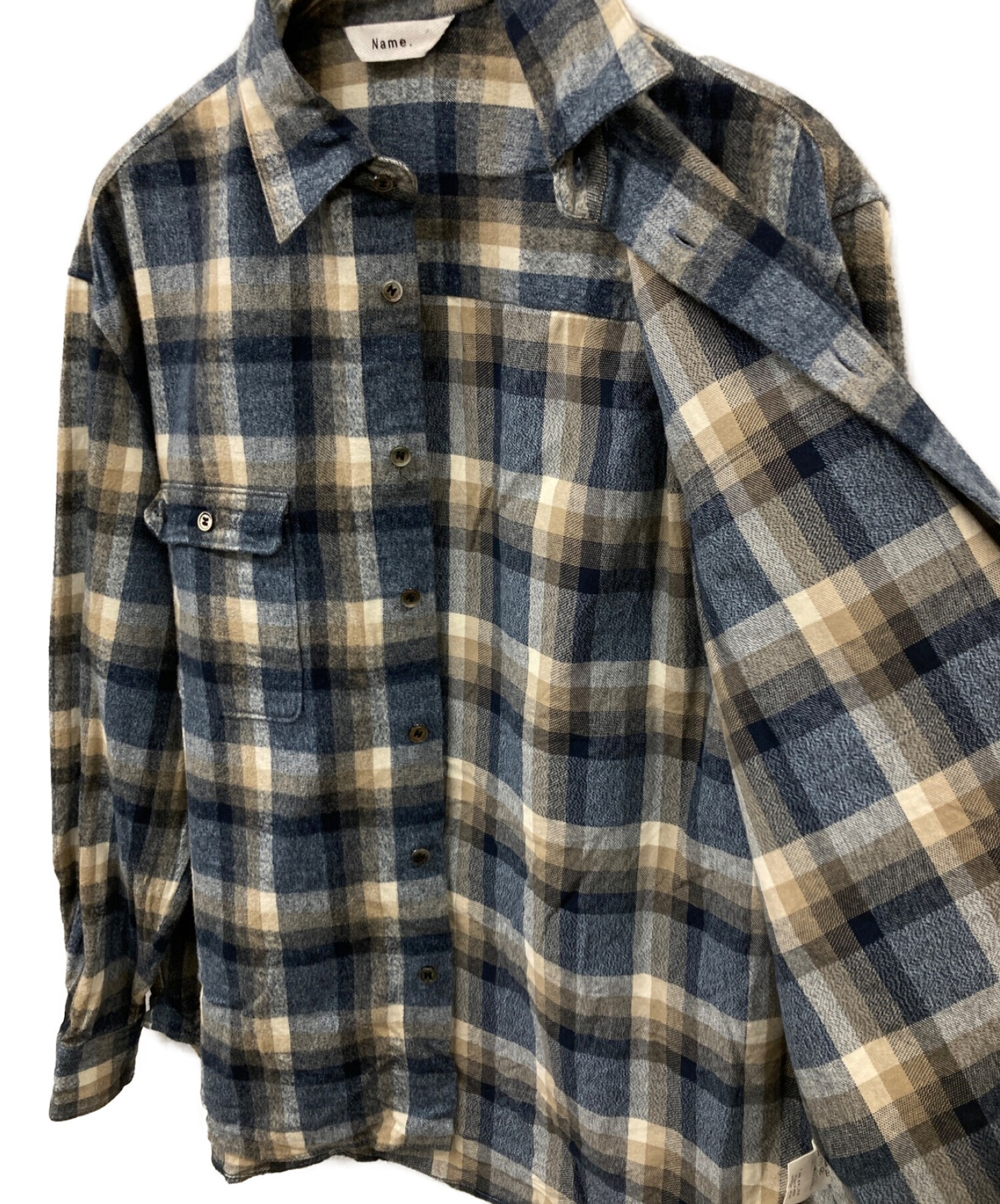 中古・古着通販】Name. (ネーム) SHAGGY CHECK CPO SHIRT ブルー