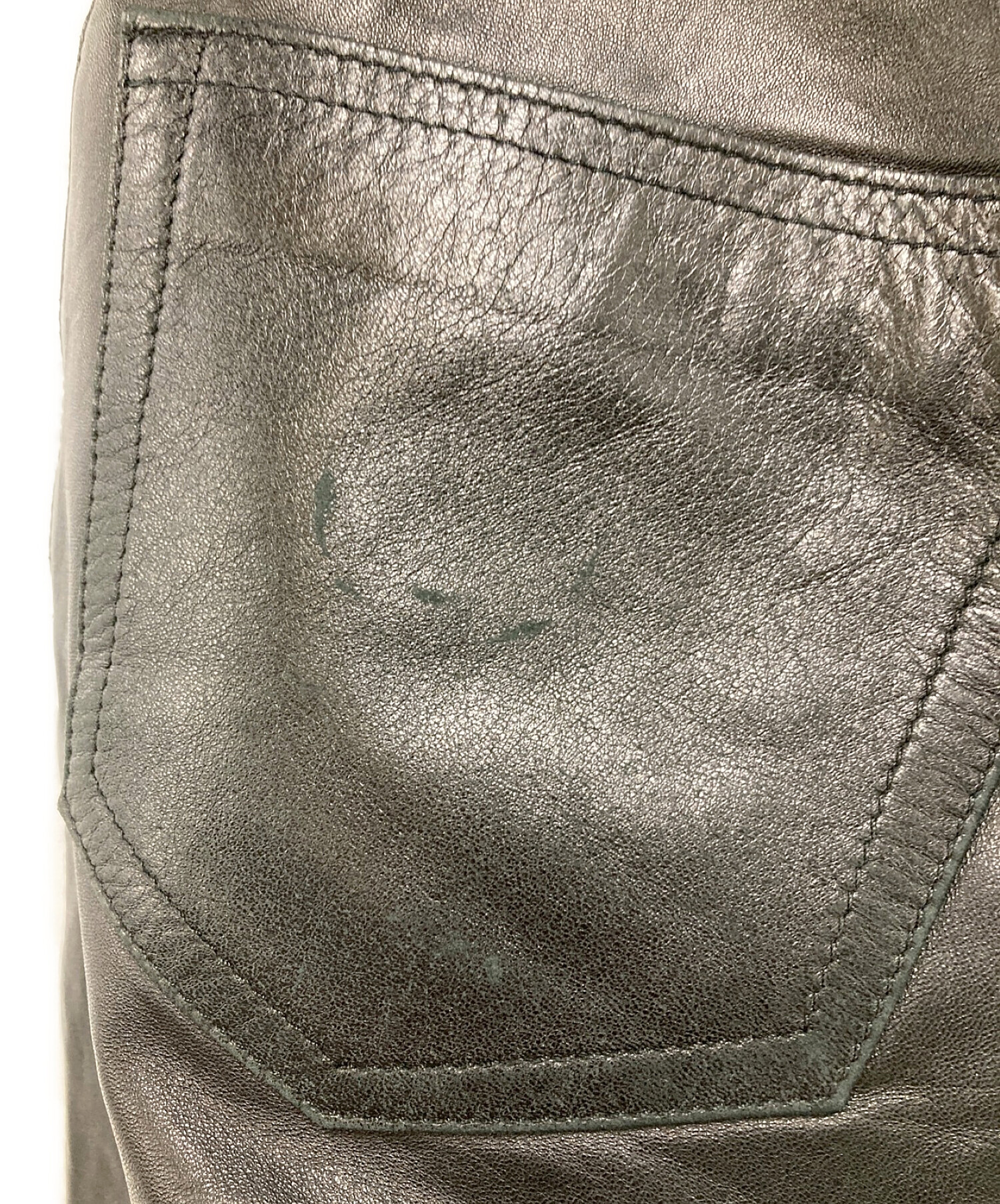 HELMUT LANG JEANS (ヘルムートラングジーンズ) LEATHER 5-POCKET PANTS レザーパンツ　レザー5ポケットパンツ　 1998 本人期 アーカイブ ブラック サイズ:28