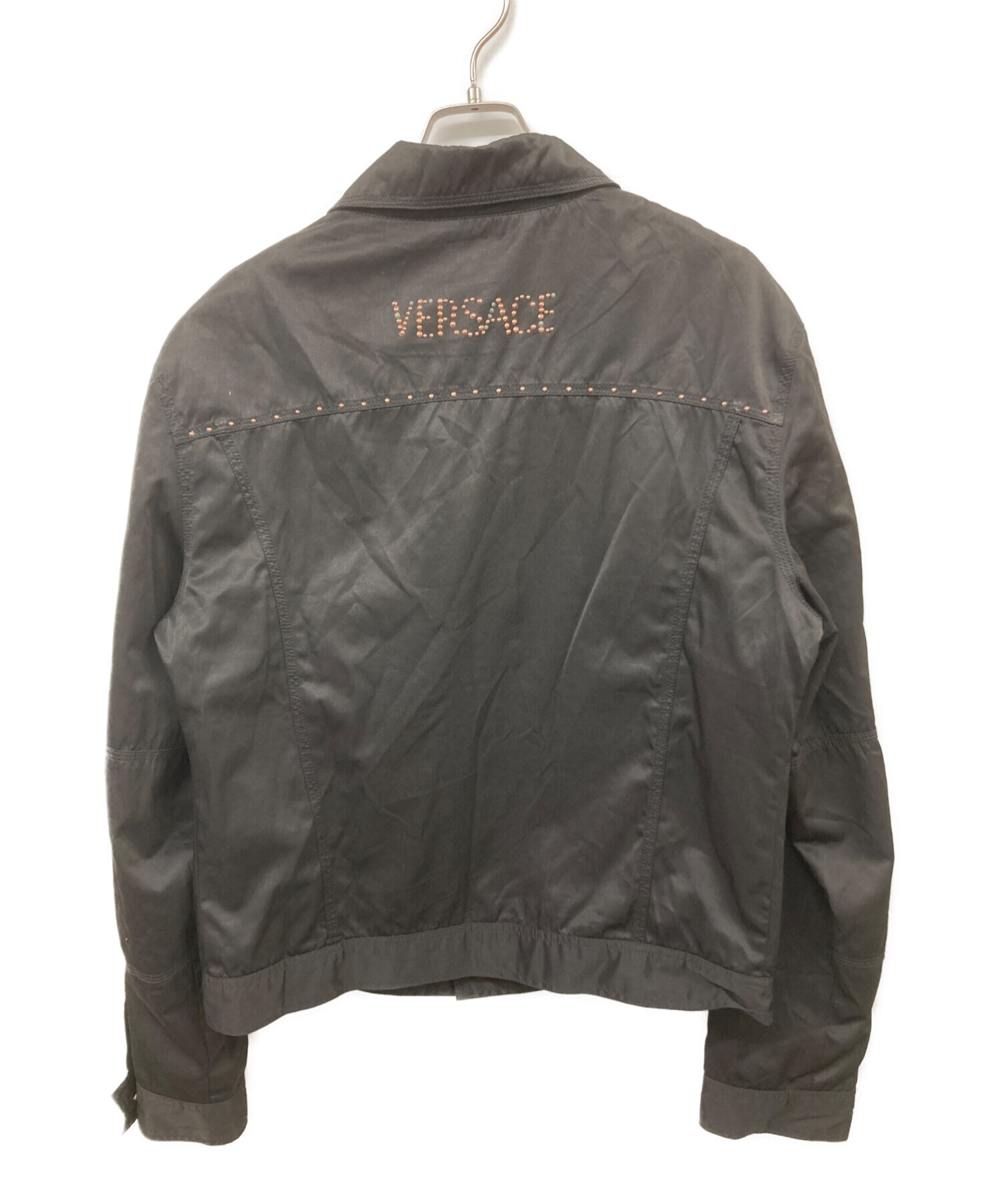 VERSACE (ヴェルサーチ) ウエスタンスタッズトラッカージャケット ブラック サイズ:XL