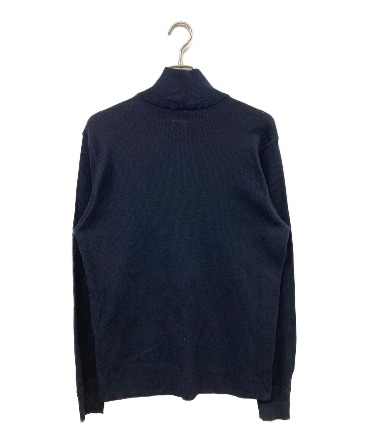 C.P COMPANY (シーピーカンパニー) 23SS COTTON CREPE ZIPPED KNIT コットン ハーフジップニット ネイビー  サイズ:50