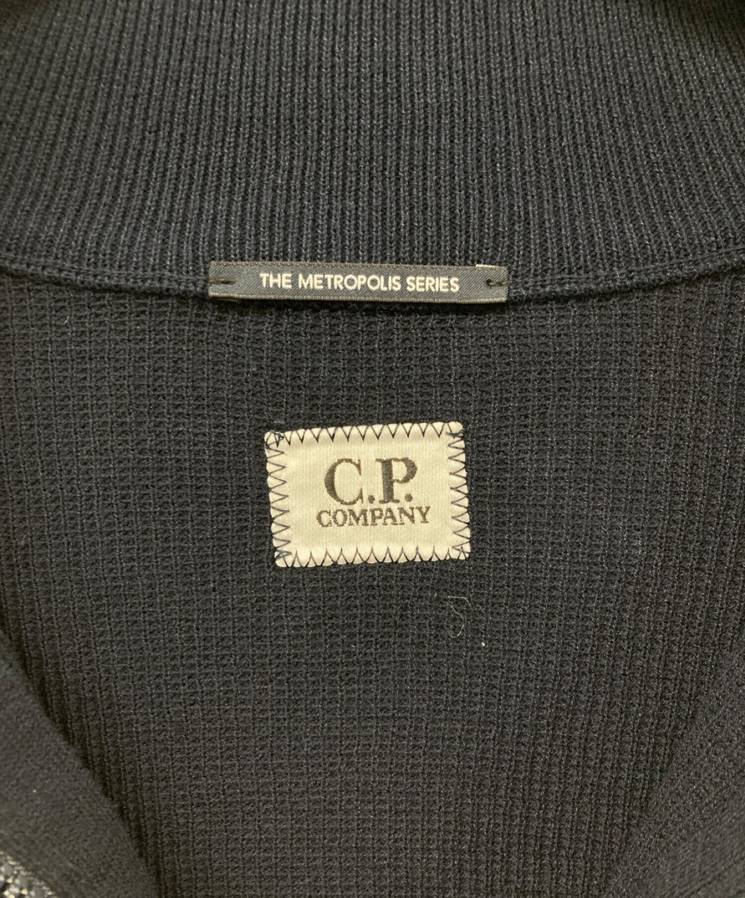 C.P COMPANY (シーピーカンパニー) 23SS COTTON CREPE ZIPPED KNIT コットン ハーフジップニット ネイビー  サイズ:50