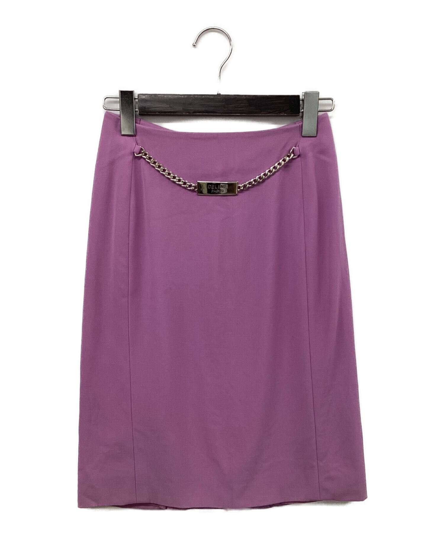CELINE (セリーヌ) ロゴプレートメタルチェーンスカート パープル サイズ:SIZE 38