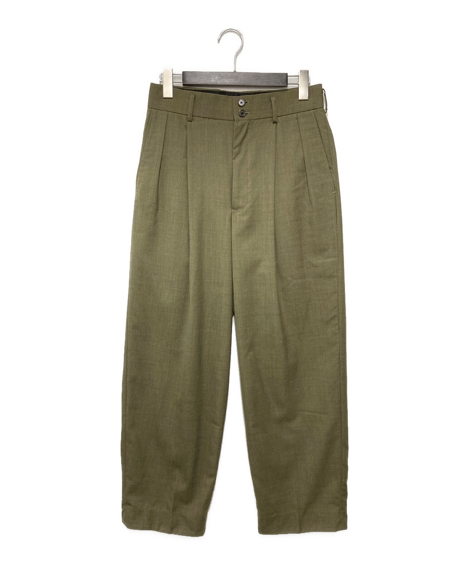 MARKAWARE (マーカウェア) ダブルプリーツドトラウザーズ　 DOUBLE PLEATED TROUSERS カーキ サイズ:1