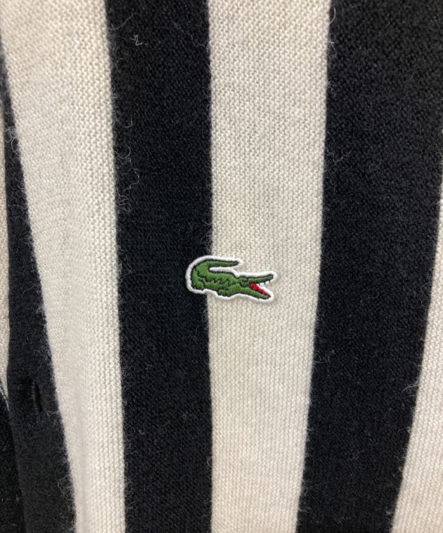 Supreme×LACOSTE (シュプリーム×ラコステ) 19AW Stripe Cardigan コラボストライプカーディガン  アイボリー×ブラック サイズ:Ｌ