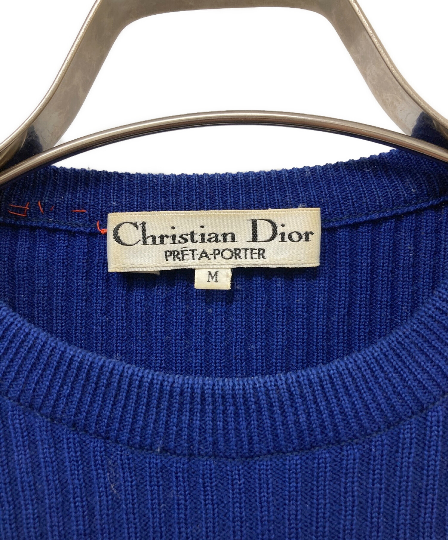 Christian Dior (クリスチャン ディオール) ロゴ刺繍ニット ブルー サイズ:Ｍ