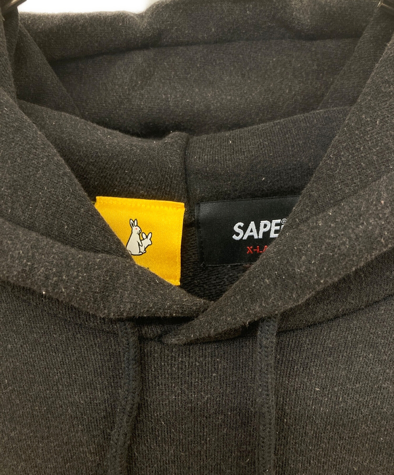 中古・古着通販】FR2×SAPEur (エフアールツー×サプール) Crack Hoodie コラボクラック加工パーカー ブラック  サイズ:XL｜ブランド・古着通販 トレファク公式【TREFAC FASHION】スマホサイト