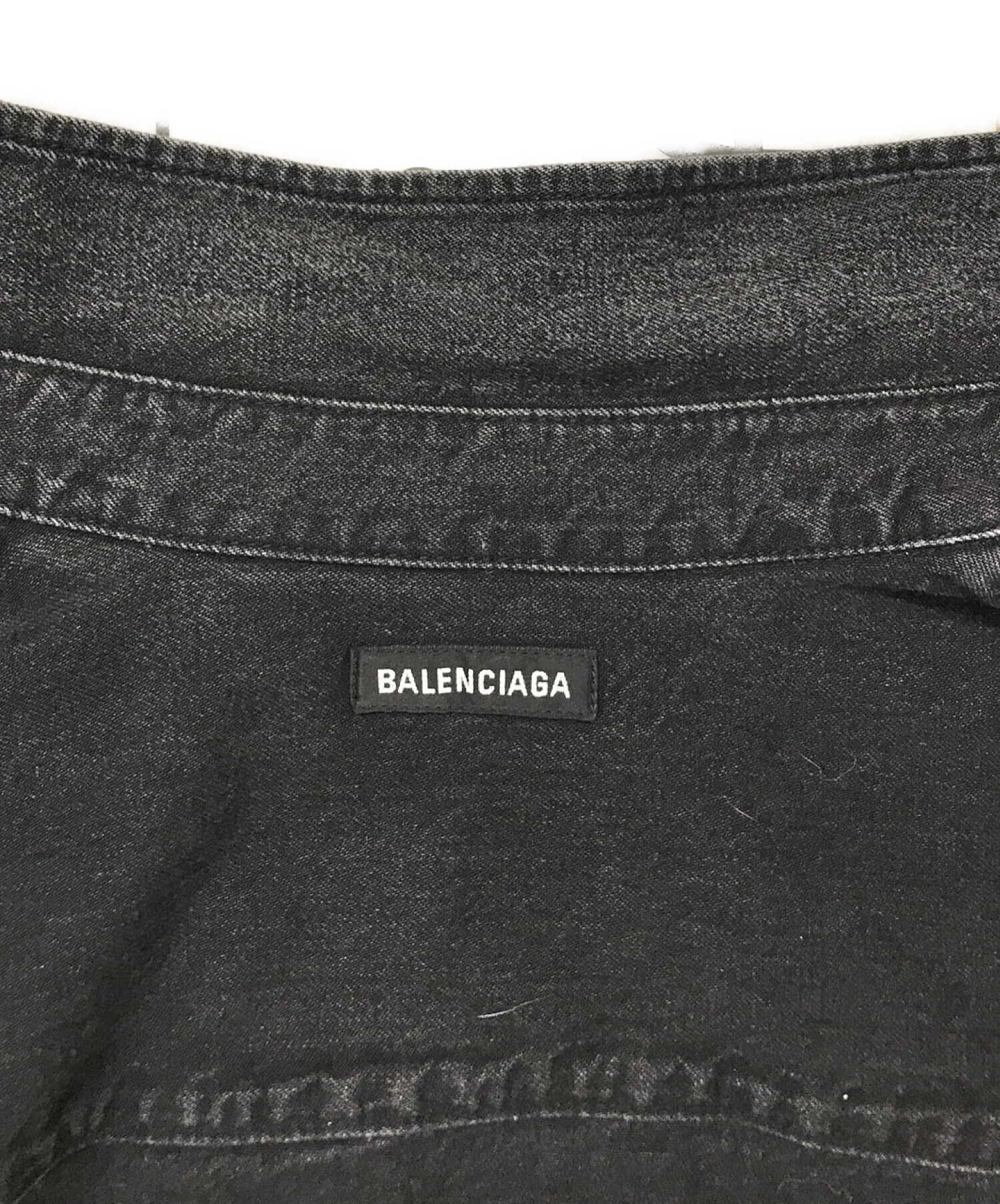 BALENCIAGA (バレンシアガ) バックロゴデニムシャツ グレー サイズ:37