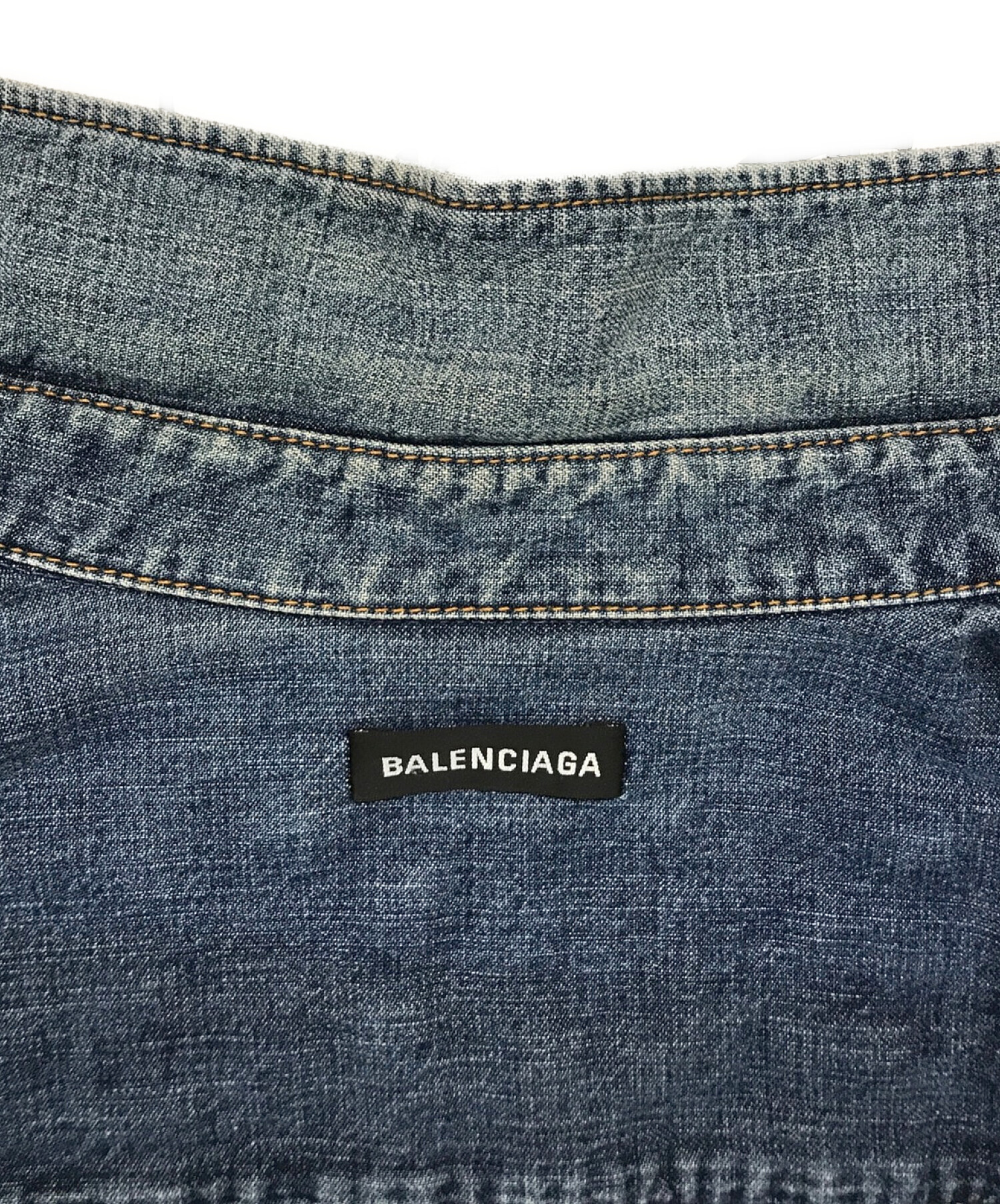 BALENCIAGA (バレンシアガ) バックロゴデニムスナップボタンシャツ インディゴ サイズ:37