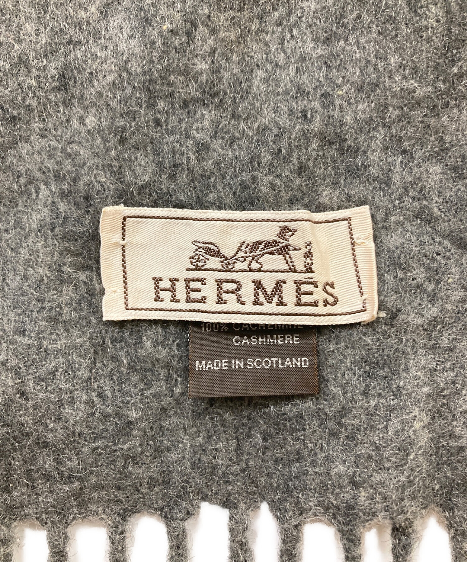 中古・古着通販】HERMES (エルメス) カシミヤマフラー グレー