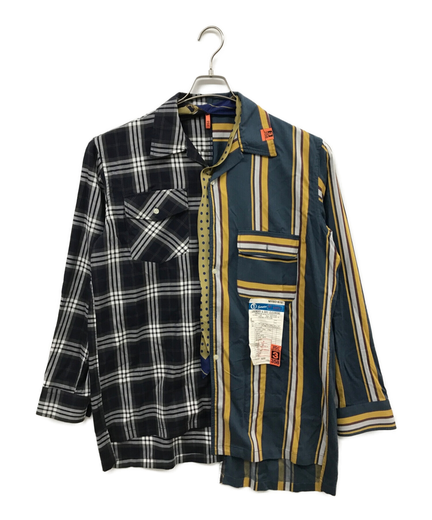 Maison MIHARA YASUHIRO (メゾン ミハラ ヤスヒロ) MIX PATTERN SHIRTS ネイビー サイズ:SIZE 46