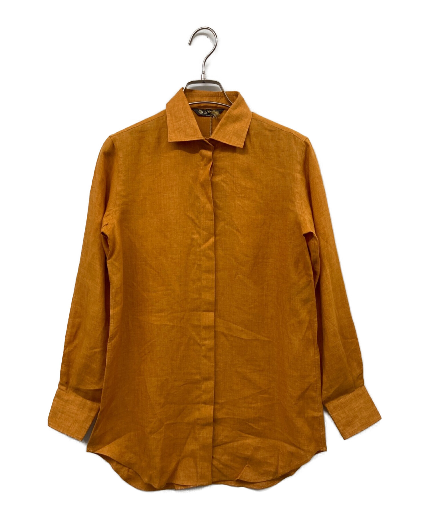 LORO PIANA (ロロピアーナ) 比翼リネンシャツ オレンジ サイズ:38
