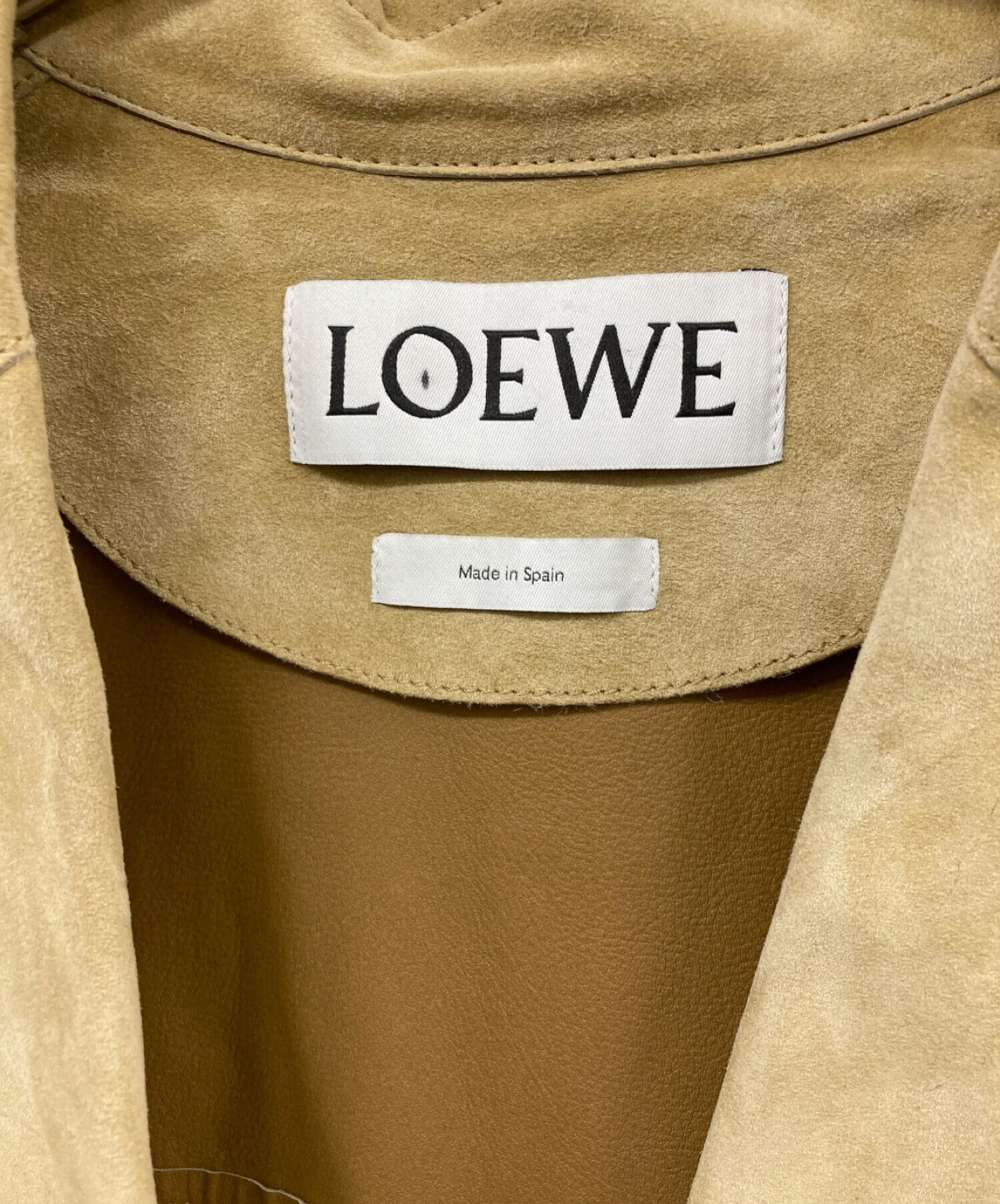 LOEWE (ロエベ) スウェードレザーコート ベージュ サイズ:36