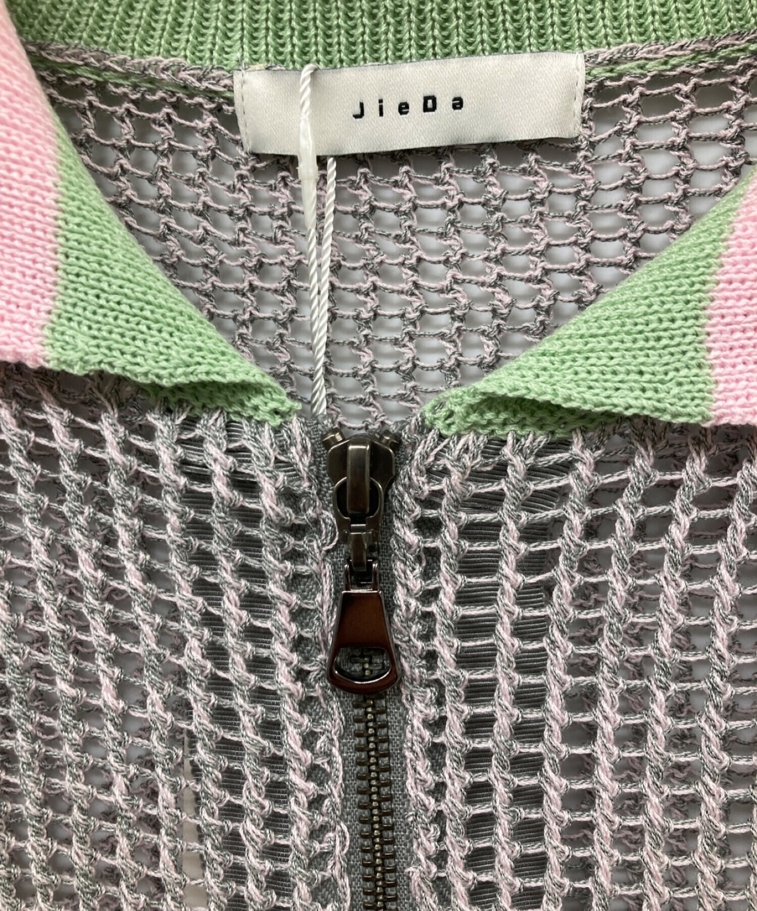 jieda (ジエダ) 23ss MESH ZIP UP KNIT グレー サイズ:1 未使用品