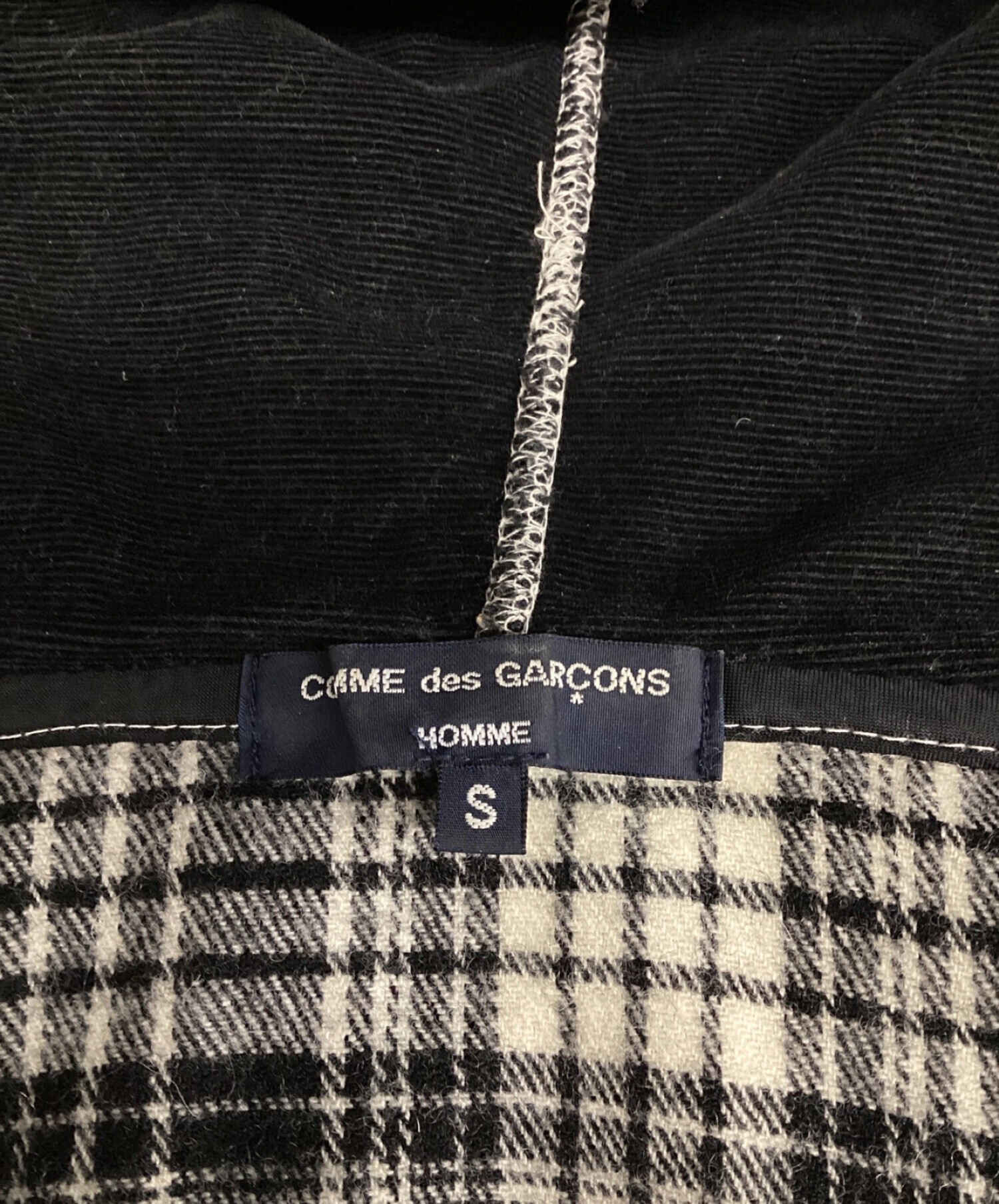 COMME des GARCONS HOMME (コムデギャルソン オム) チェック切替ニットパーカー ブラック サイズ:Ｓ