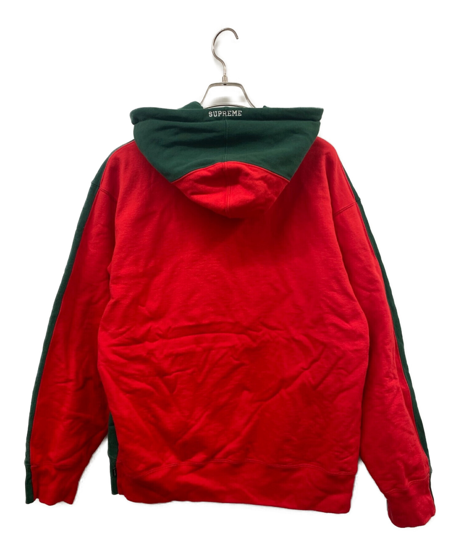 SUPREME (シュプリーム) 21AW S Logo Split Hooded Sweatshirt S ロゴ スプリット フーデッド パーカー  グリーン×レッド サイズ:M