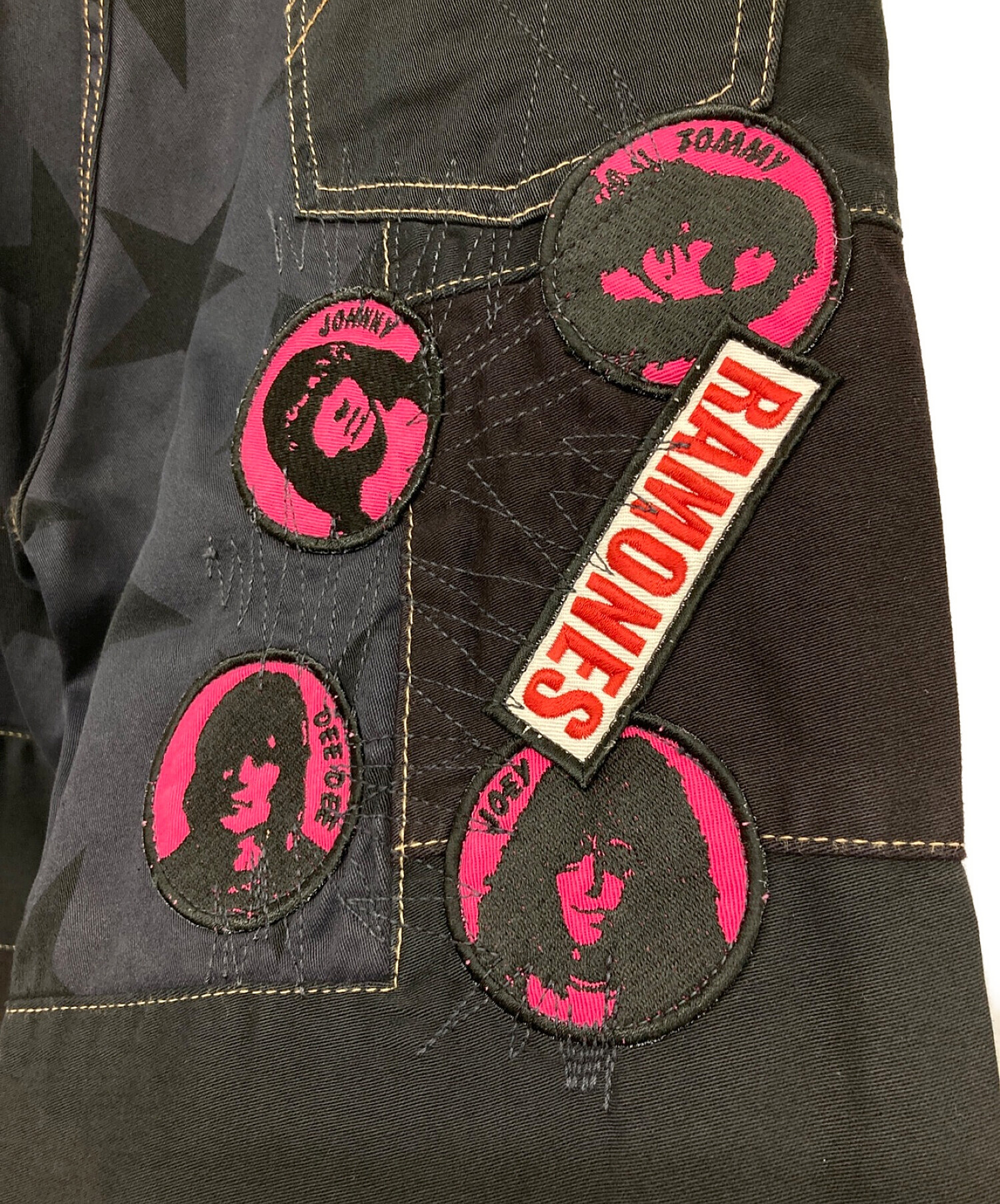 Hysteric Glamour (ヒステリックグラマー) ツギハギデニムパンツ RAMONES　パッチワーク 再構築 ブラック サイズ:FREE